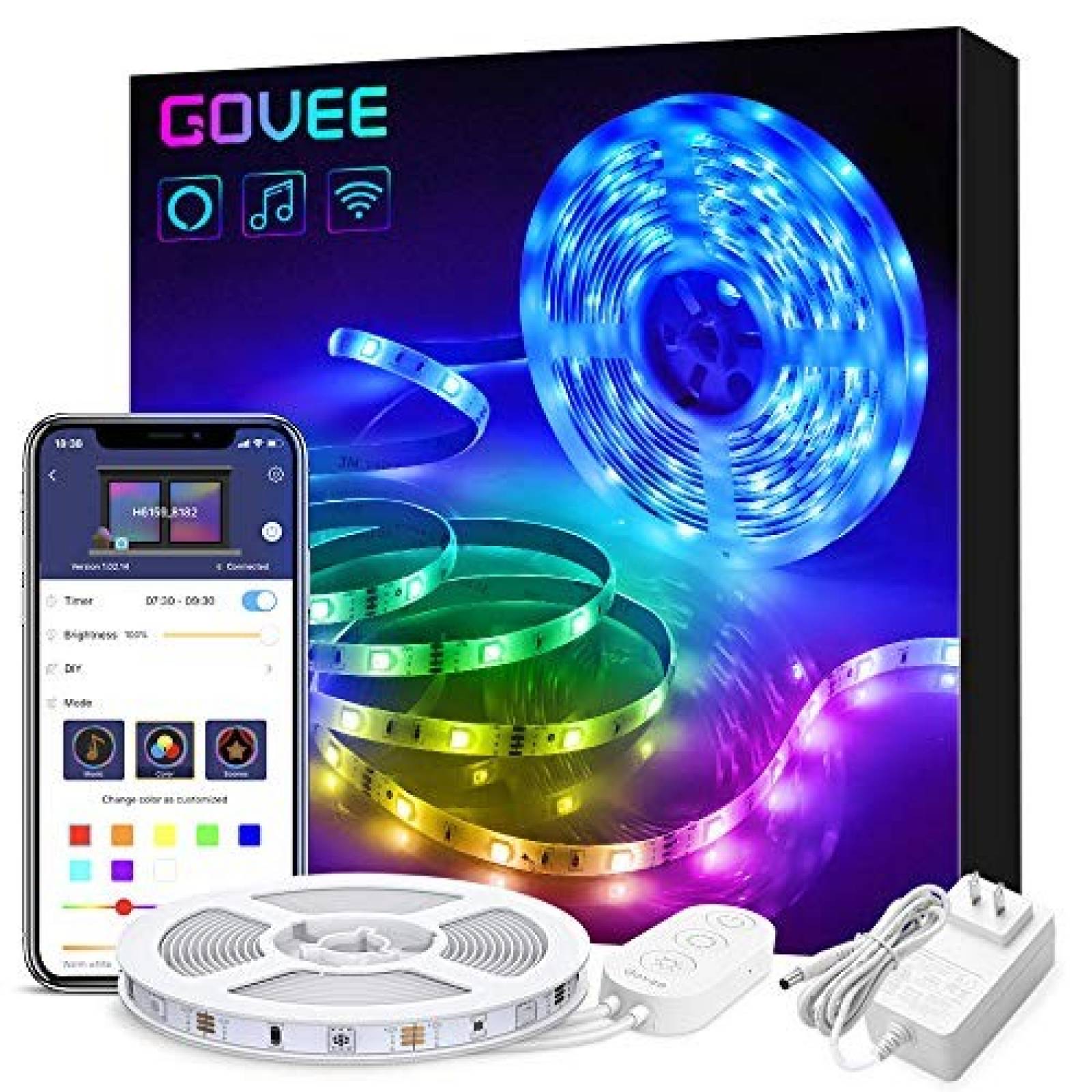 Tira de Luces LED Govee Wifi RGB con Control 16.4ft