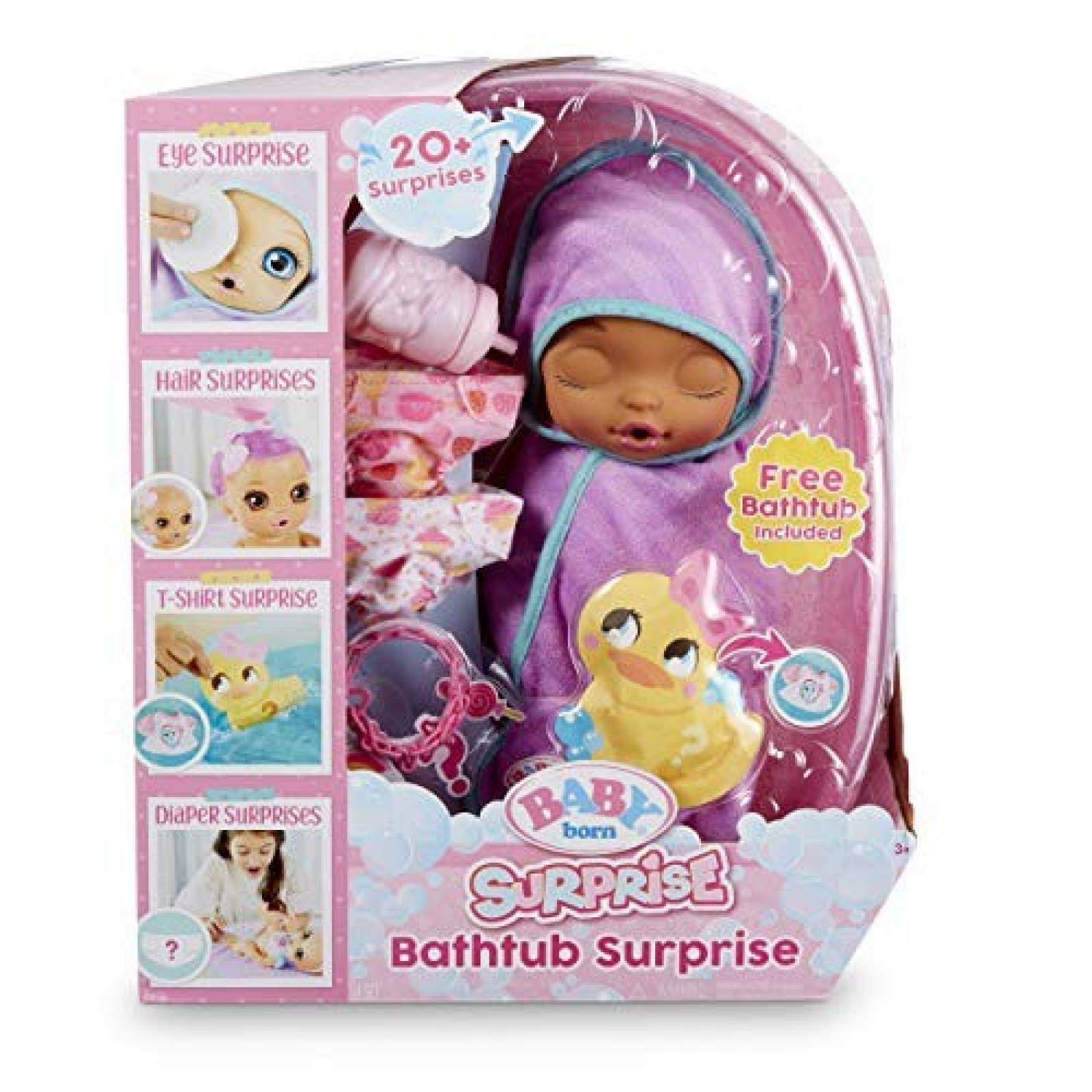 Muñeca Baby Born Bathtube Surprise y Accesorios -Morado