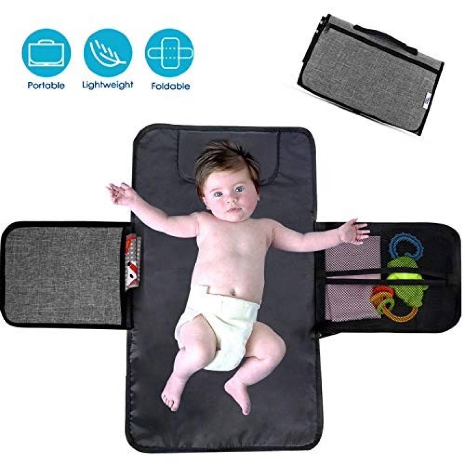 Cambiador Plegable Impermeable Para Bebe Con Bolsa Para Panales Y Funda Para Toallitas Circle Toweter