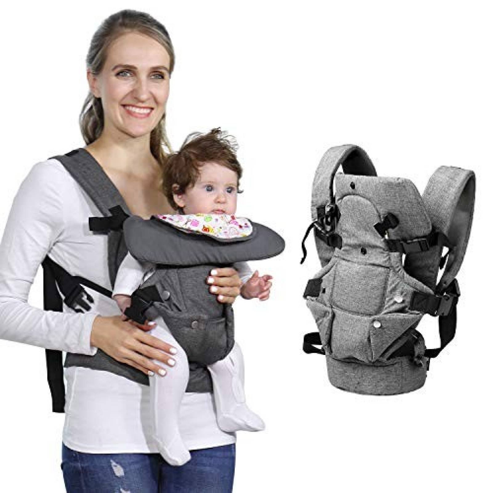 Porta bebé zimo 4 en 1 ergonómico ajustable -Gris