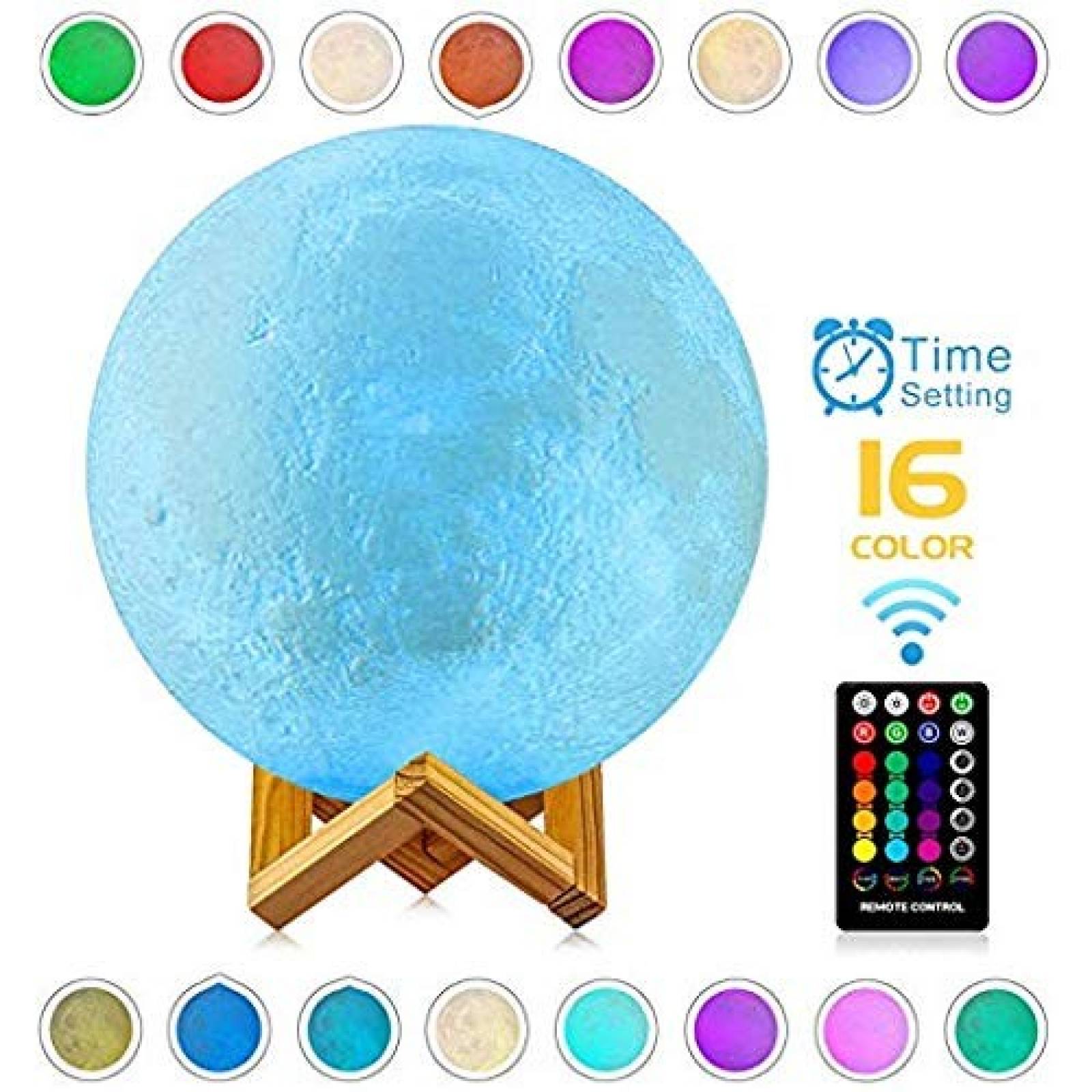 Lámpara decorativa LOGROTATE Luna 16 colores RGB 6"