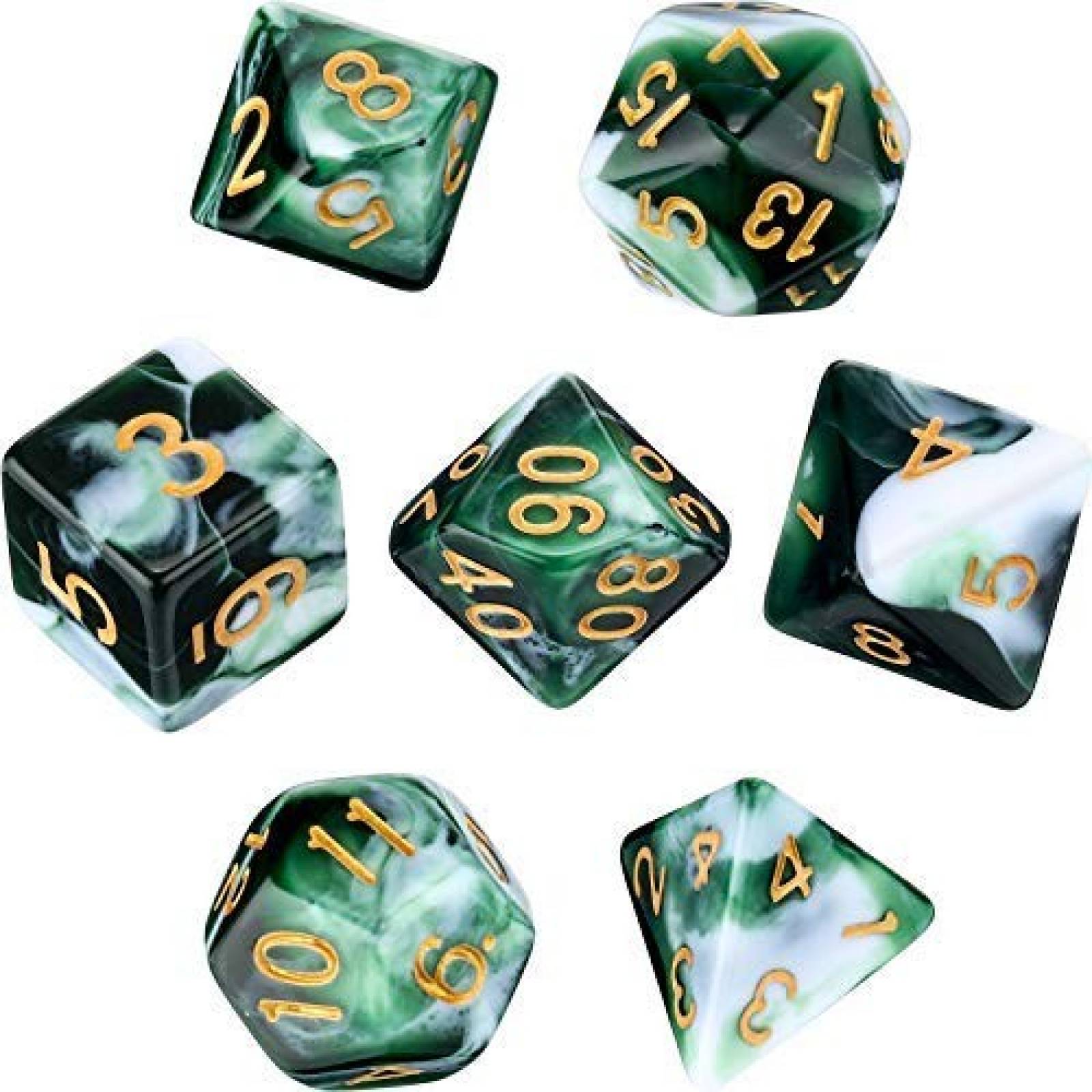 Dados Poli/édricos Set de 7-Dados para Dungeons y Dragons con Bolsa Negra Negro