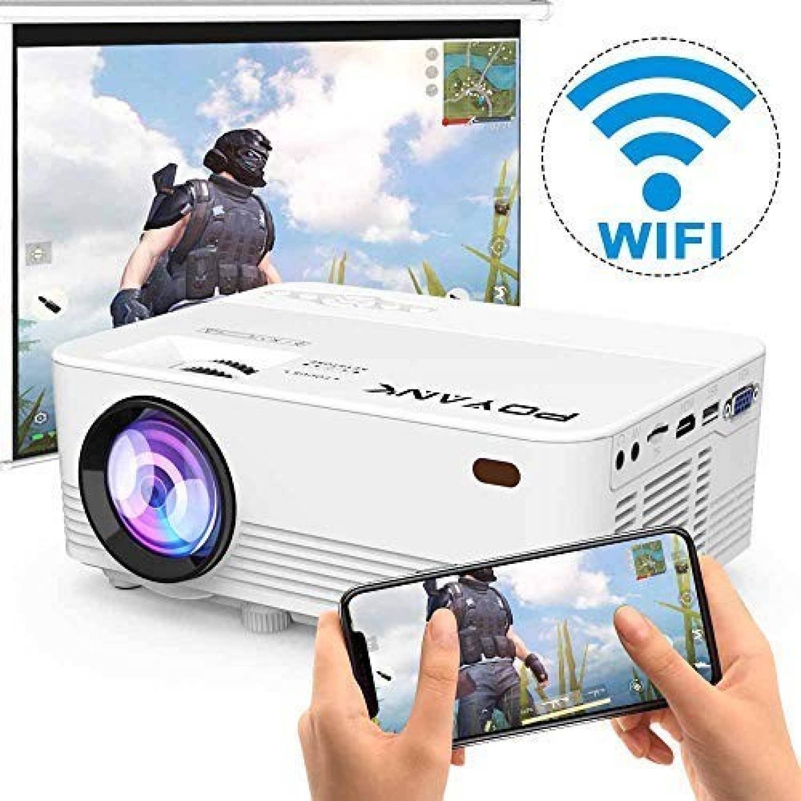 Proyector POYANK 2500 Lumens Inalámbrico Wi-fi 1080P
