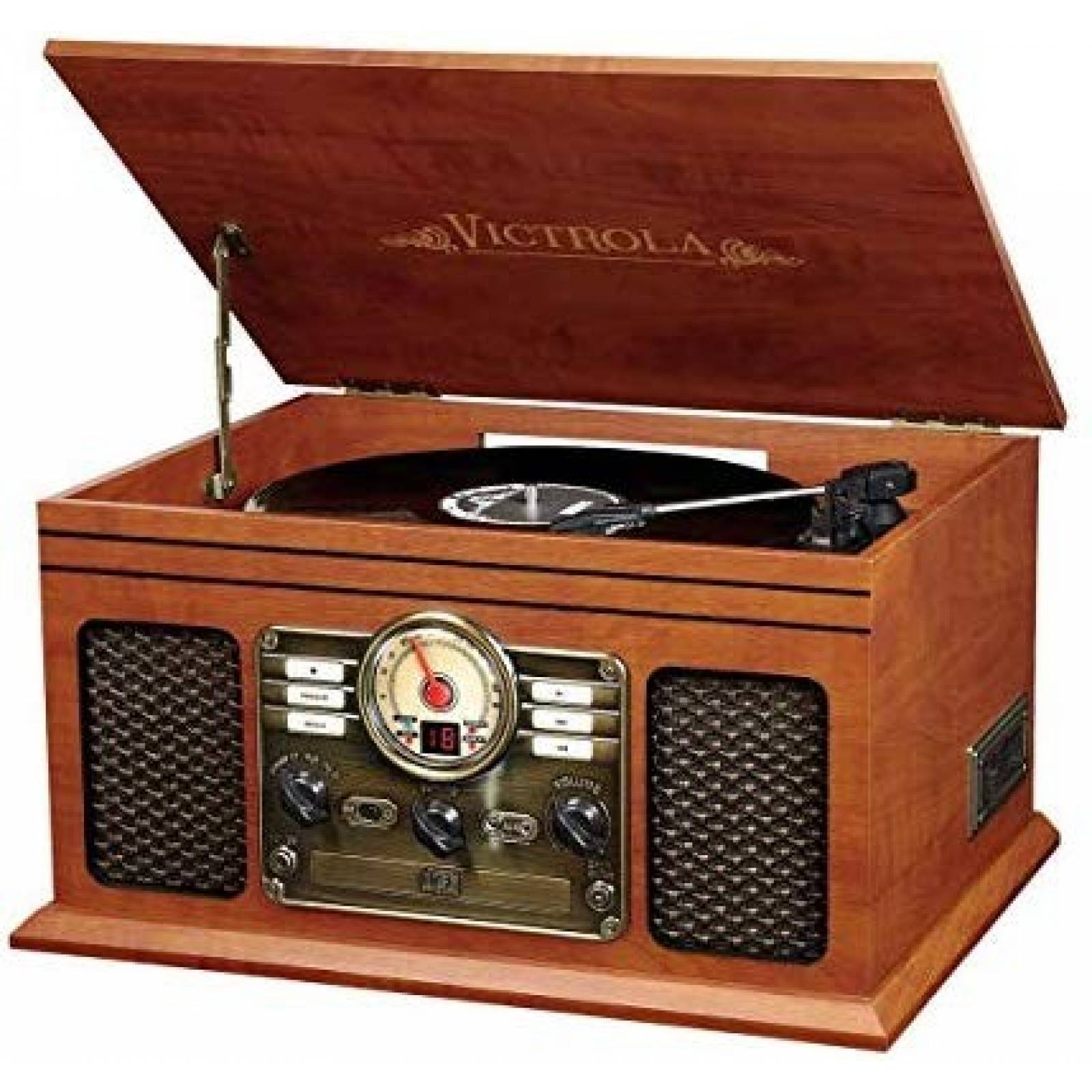 Tocadiscos Victrola Bluetooth 6-in-1 con Radio -Mahogany