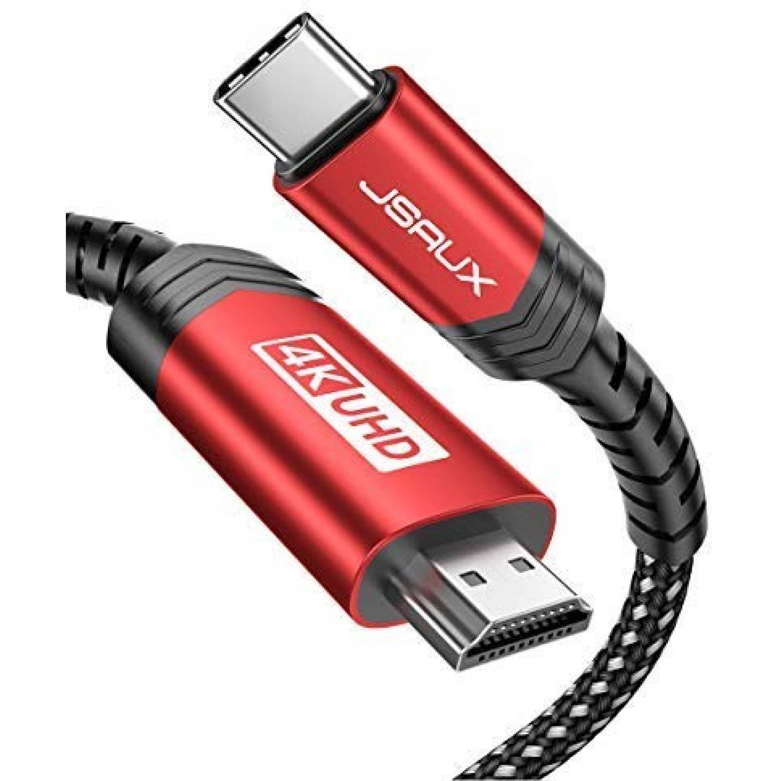 Cable USB C a HDMI JSAUX 10 ft 4k 60Hz -negro/rojo
