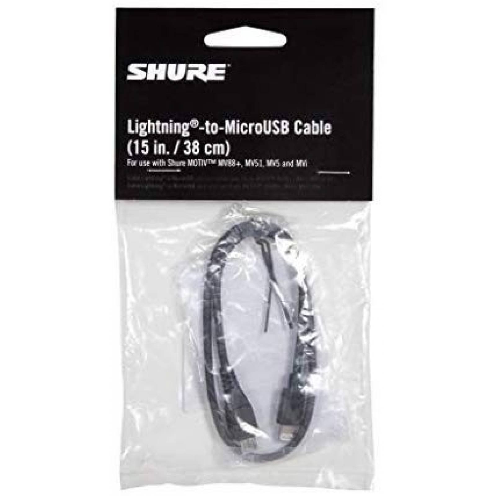 Cable de Micrófono Shure AMV-LTG15 de 15" -Negro