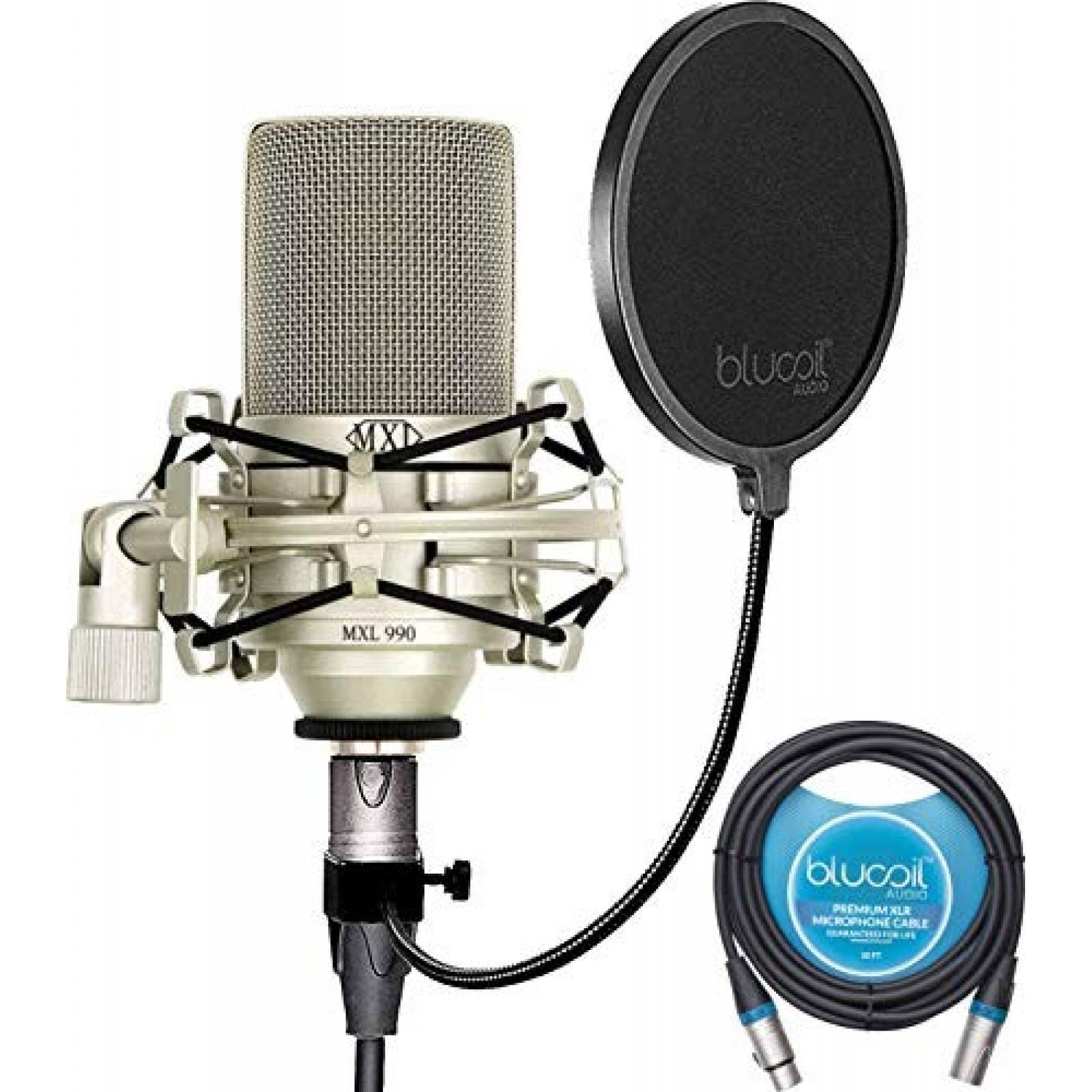Microfono Condensador blucoil MXL 990 Cable 10ft -Negro
