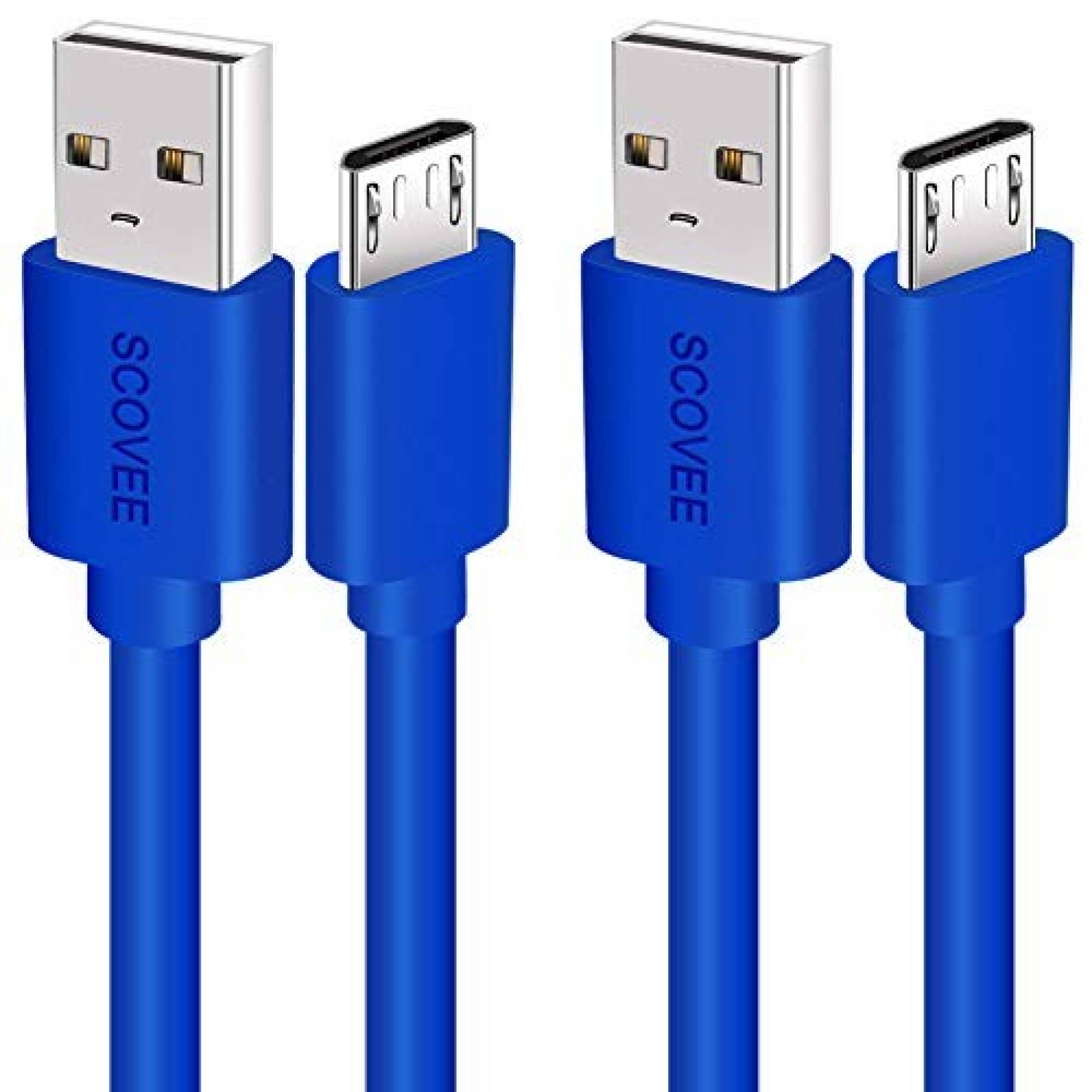Cable cargador micro USB SCOVEE 2 unidades 10ft -azul