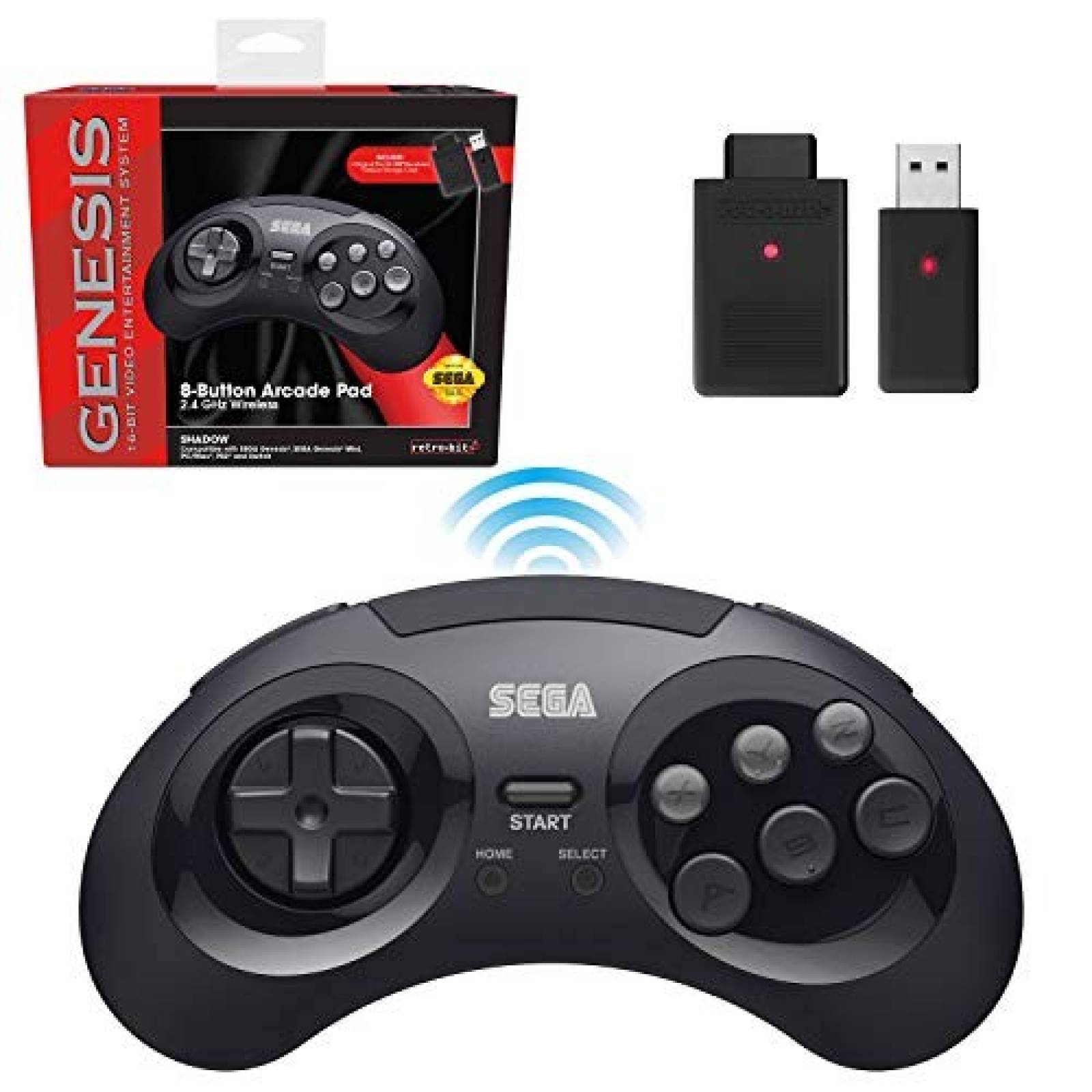 Control inalámbrico Retro-Bit Sega Genesis 2.4 GHz -negro