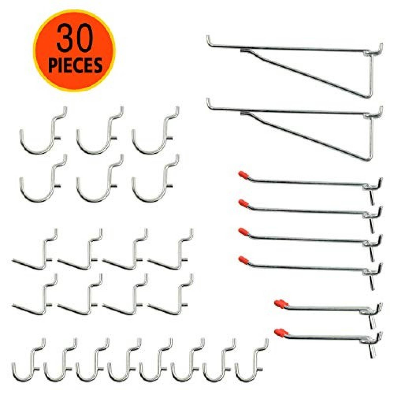 Ganchos Wellmax para Tablero con Agujeros 1/4'' 30 Pcs