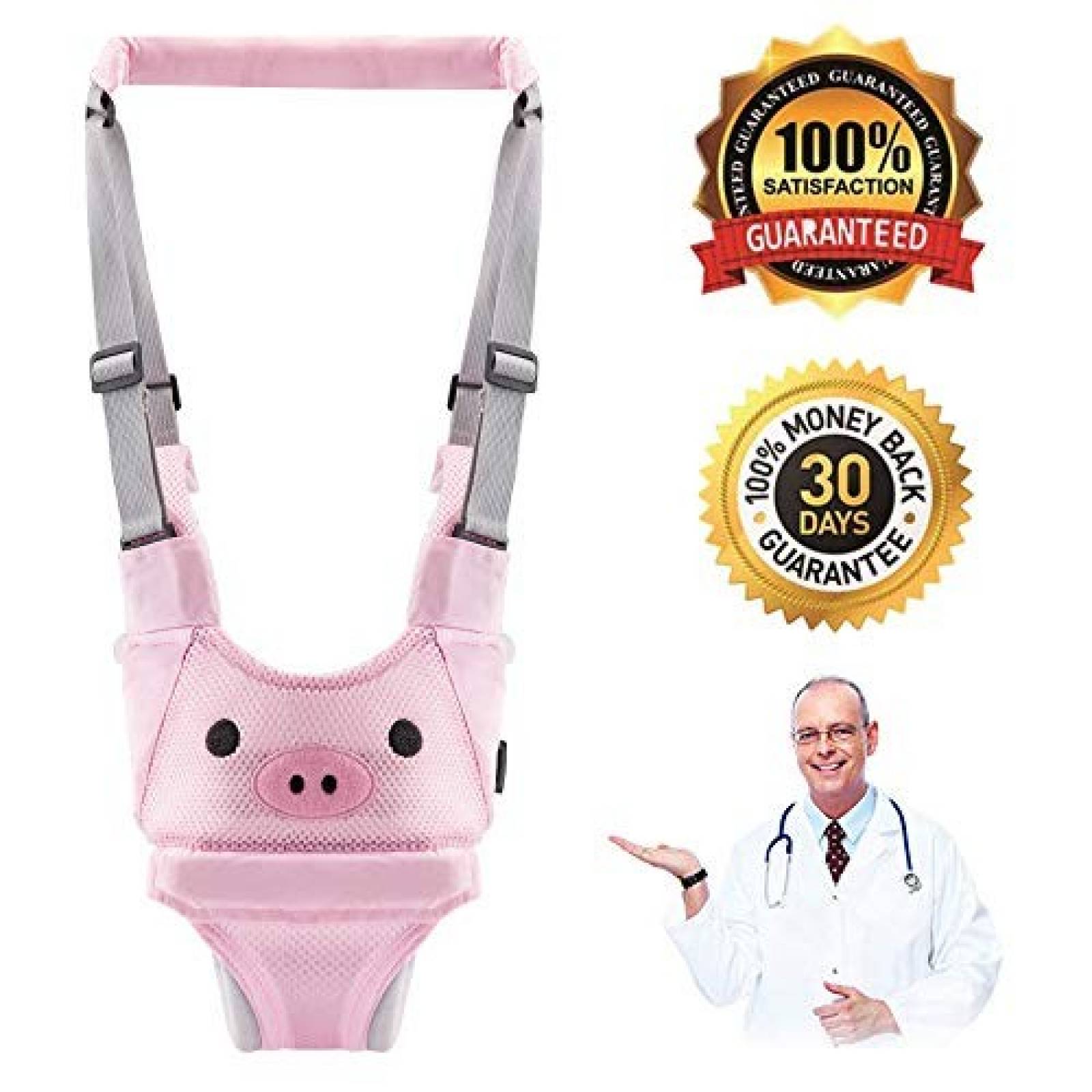 Arnés para Caminar Dayup p/ Bebé 7- 24 M Diseño Cerdo -Rosa