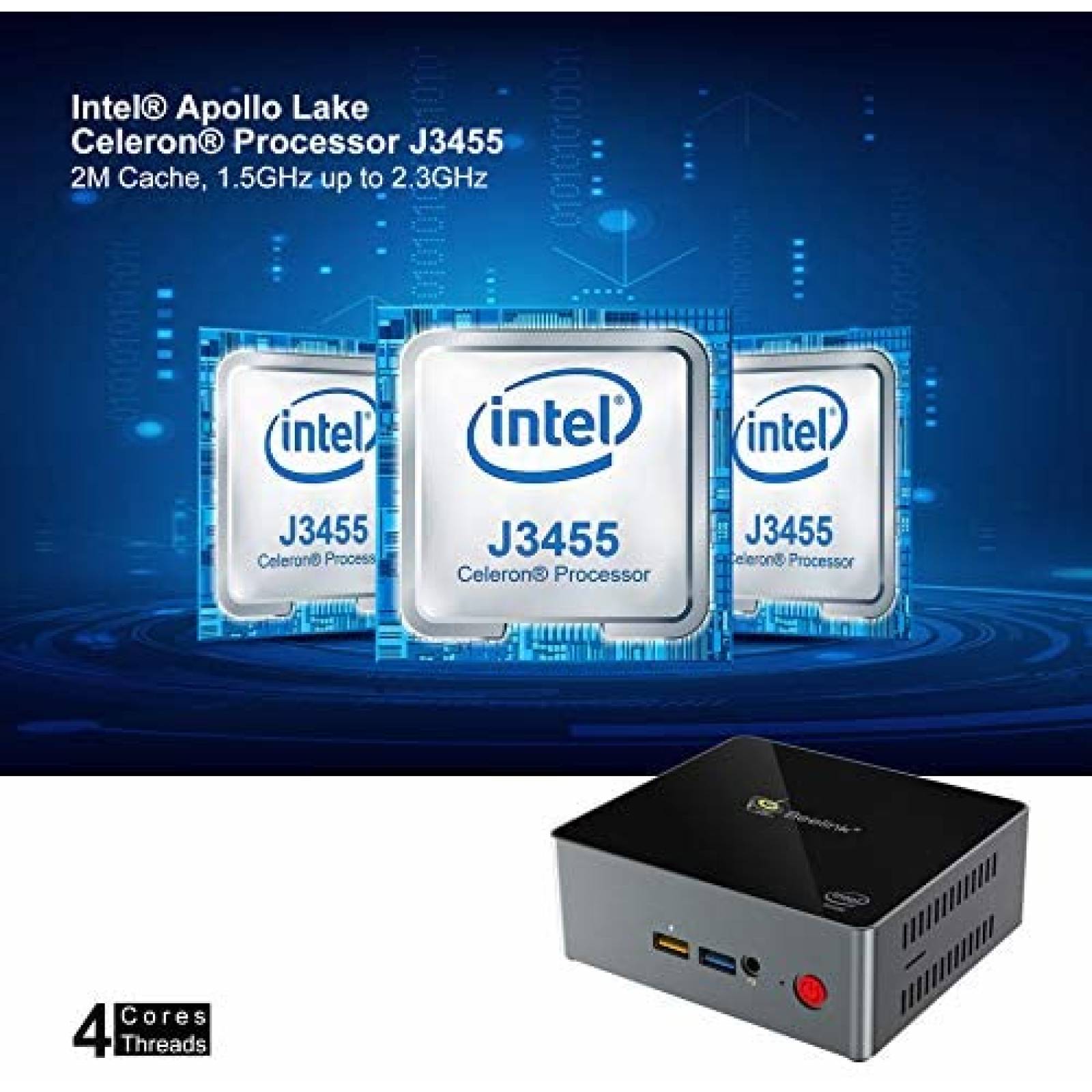 PC Mini Beelink J3455 8GB/128GB SSD 64-bit p/Windows 10