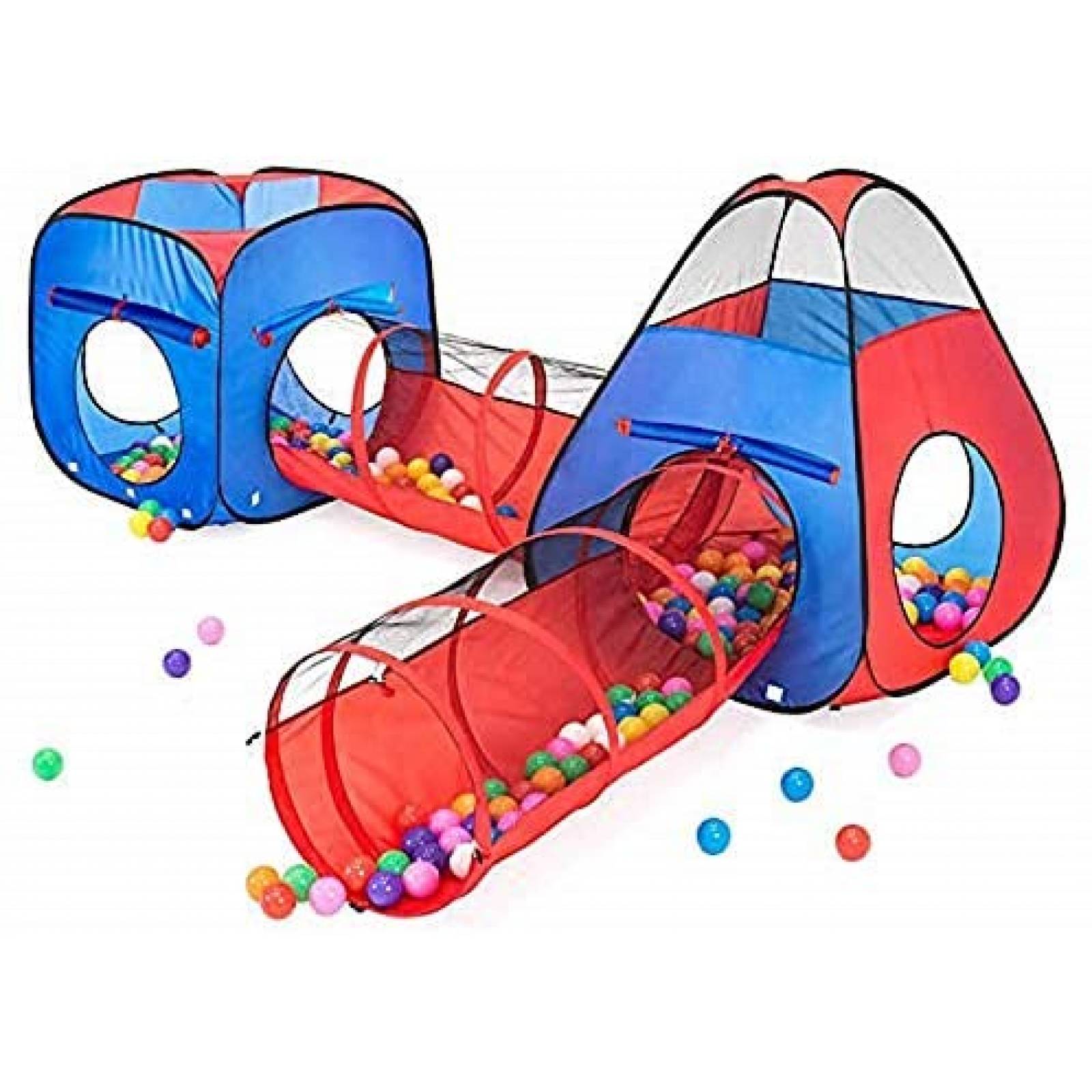 Tunel de Juego Kiddzery Extra Grande para Niños - Rojo Azul