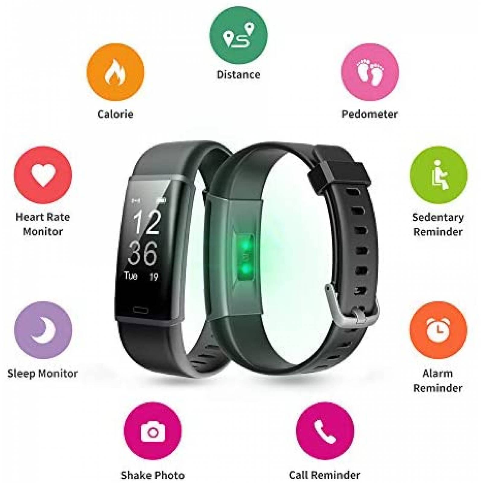 Smartband Lintelek para Ejercicio Podometro - Negro