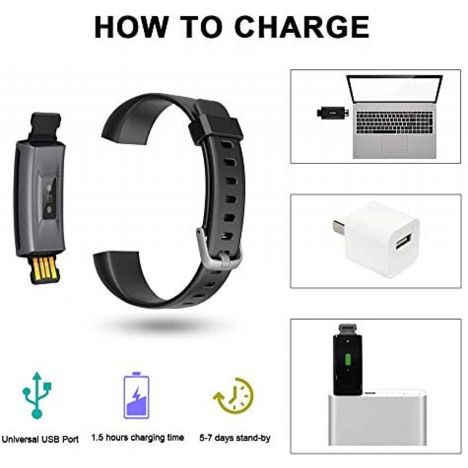 Smartband Lintelek para Ejercicio Podometro - Negro