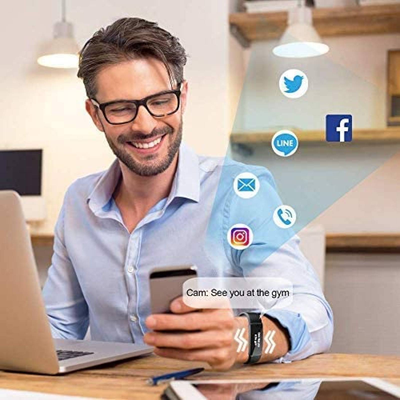 Smartband Lintelek para Ejercicio Podometro - Negro