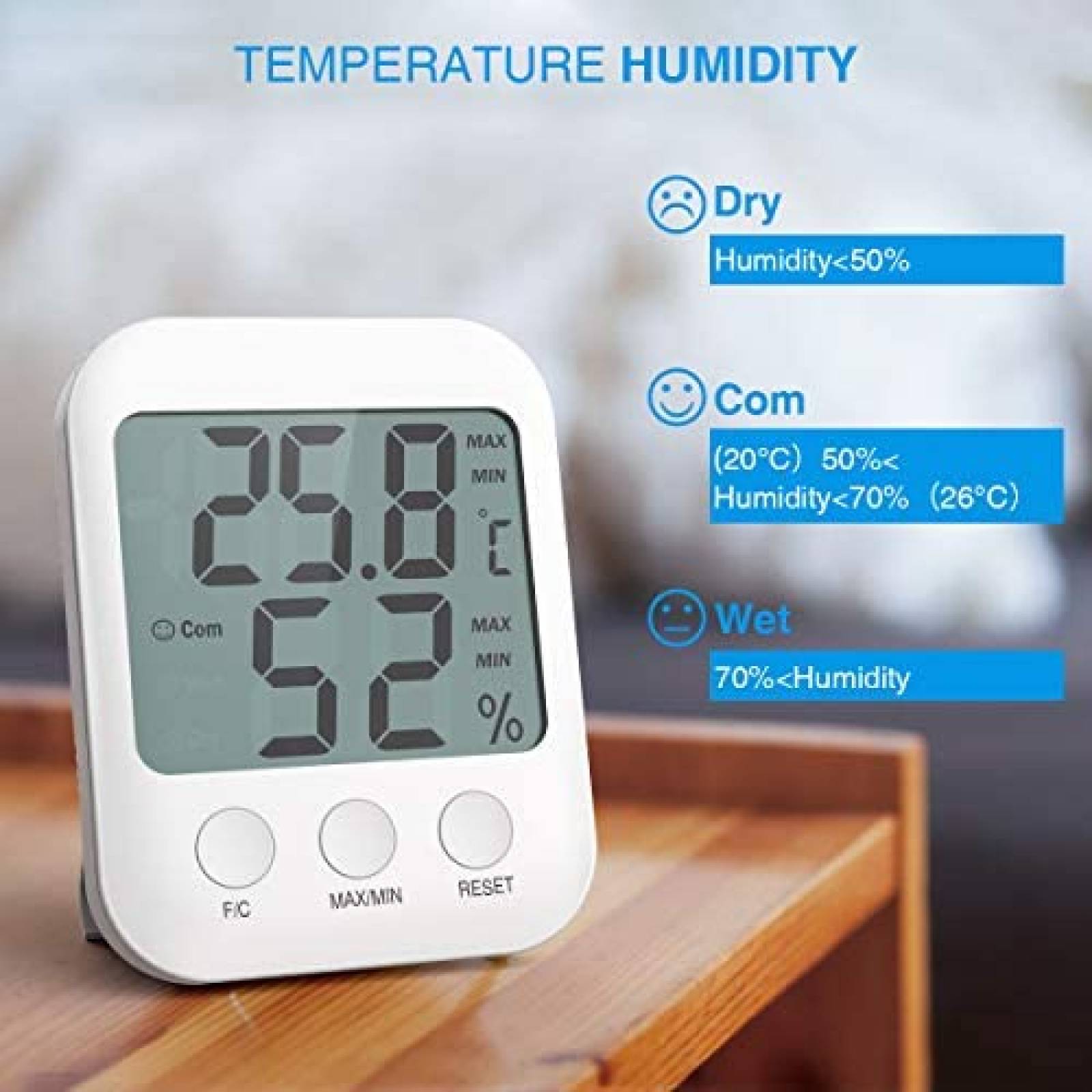 Termómetro para Interiores Criacr Digital Humedad LCD °F/°C
