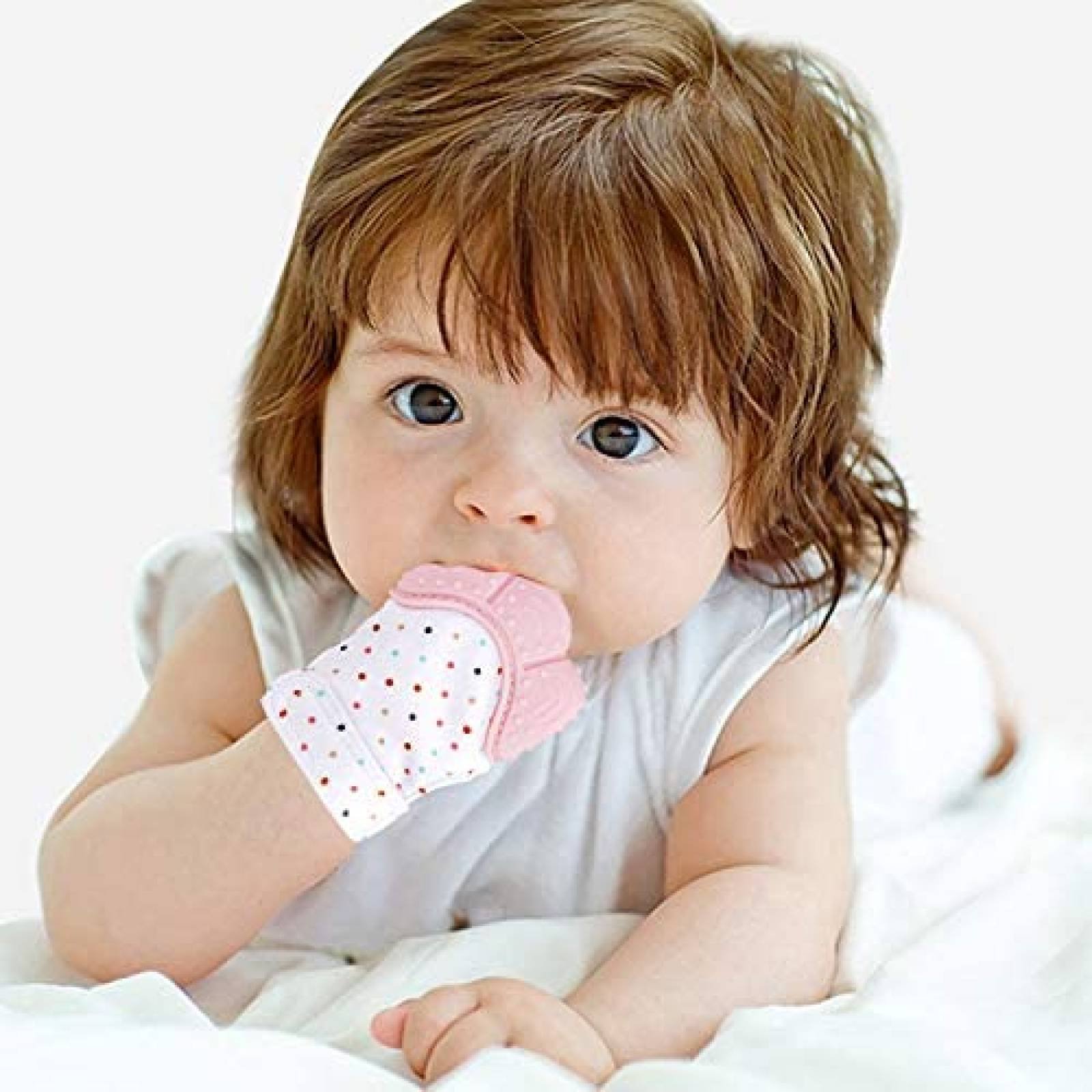 4 Mordedores para Bebés NEPAK Estimulantes de Silicón -Rosas