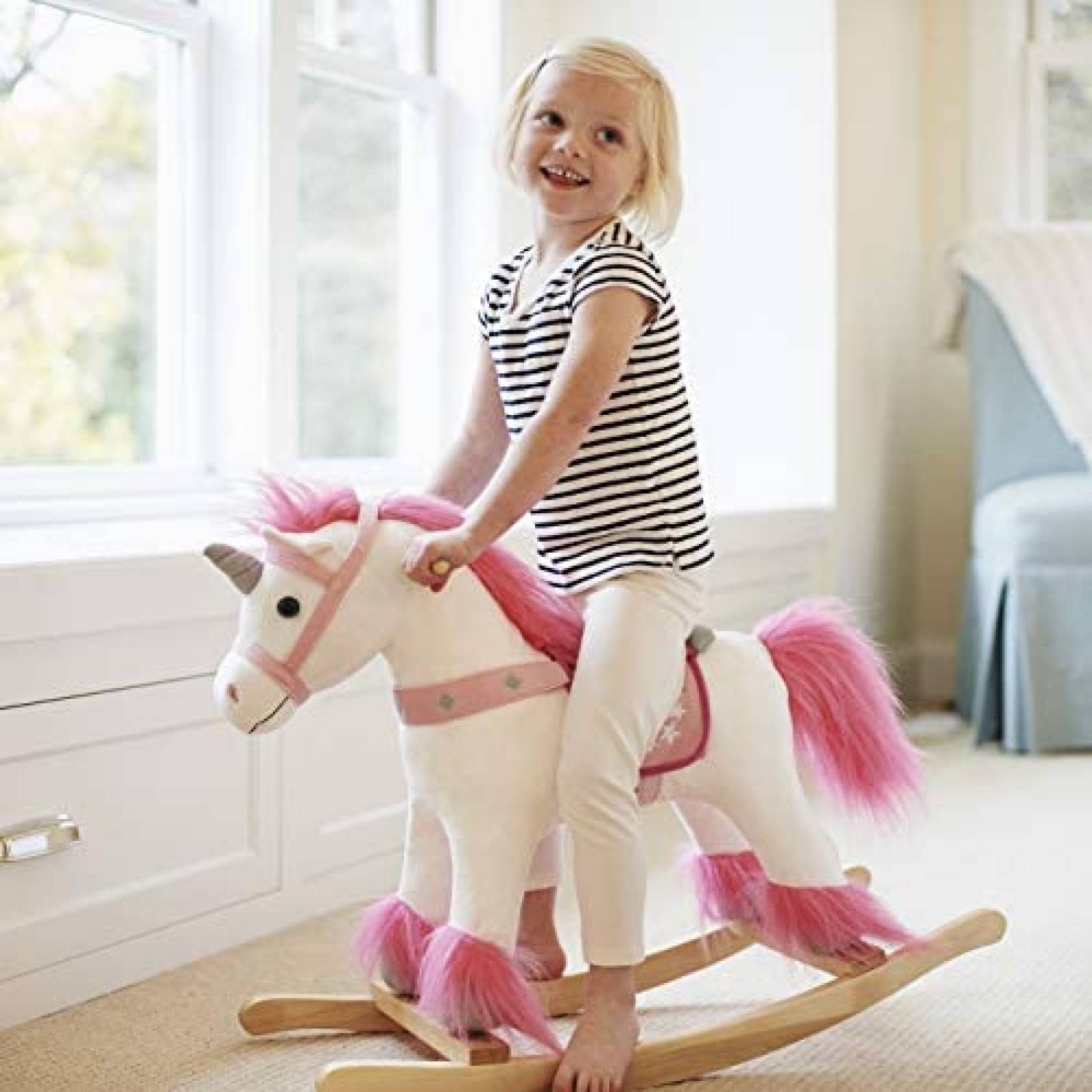 Mecedora Animal Adventure Unicornio 75 lbs +3 Años -Rosa