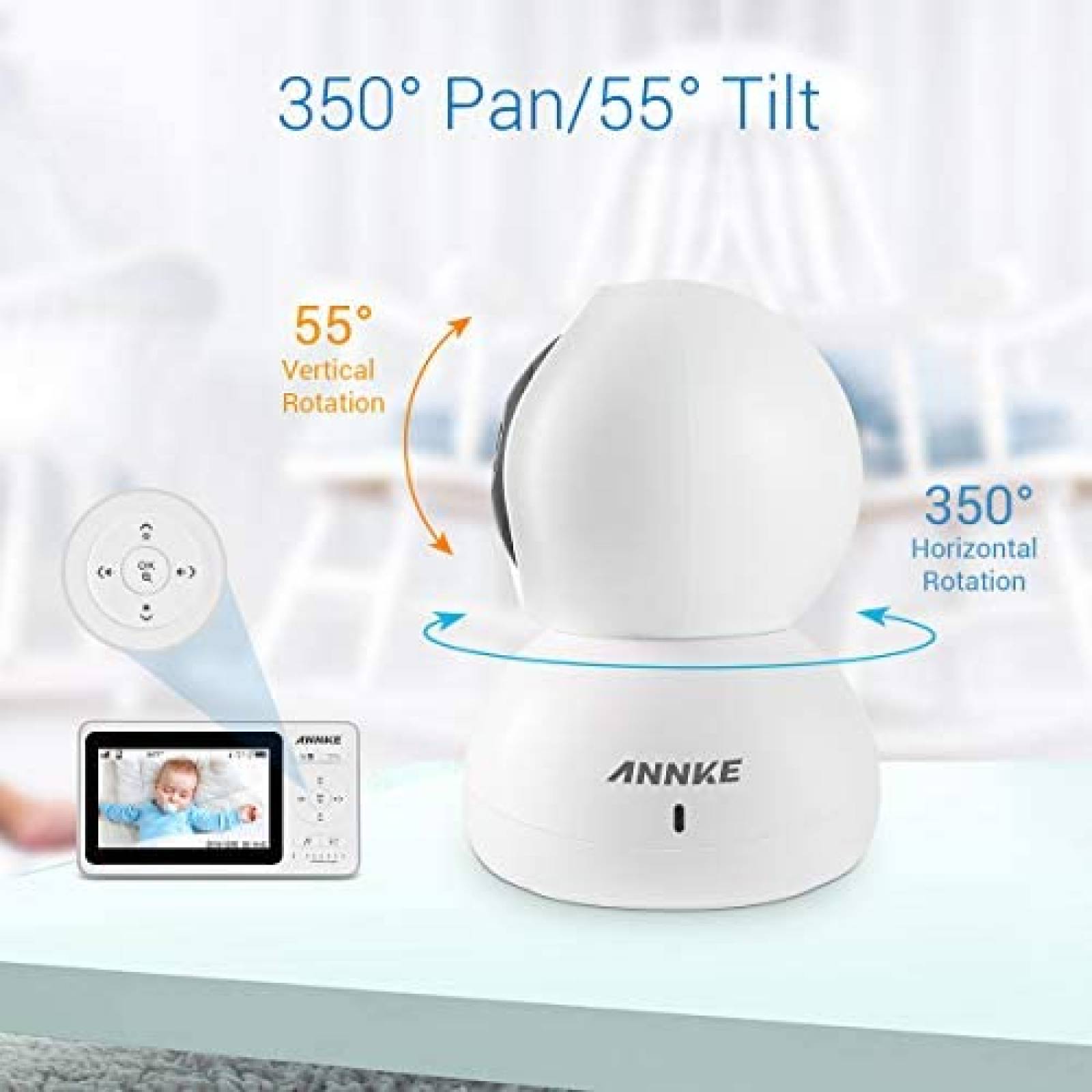 Monitor con Cámara para Bebés ANNKE Rango de 100 Pies