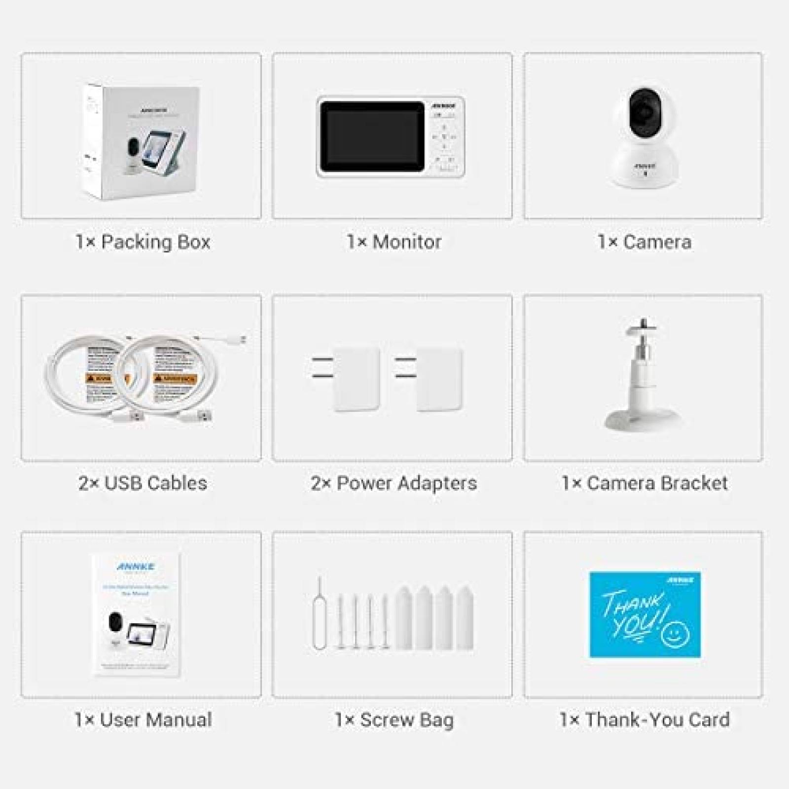 Monitor con Cámara para Bebés ANNKE Rango de 100 Pies