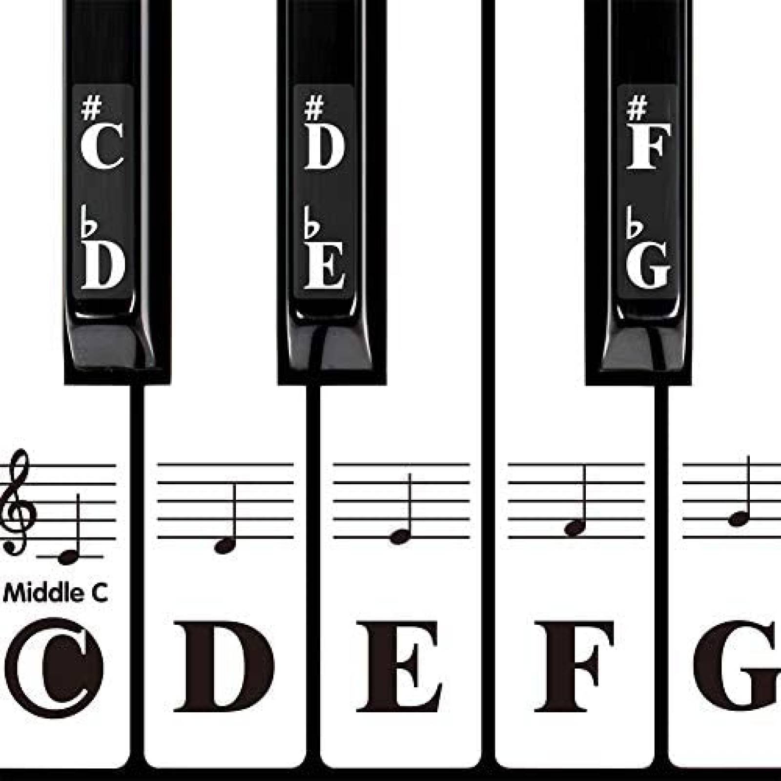 Calcomanías para Teclas de Piano MAYA con Notas Musicales