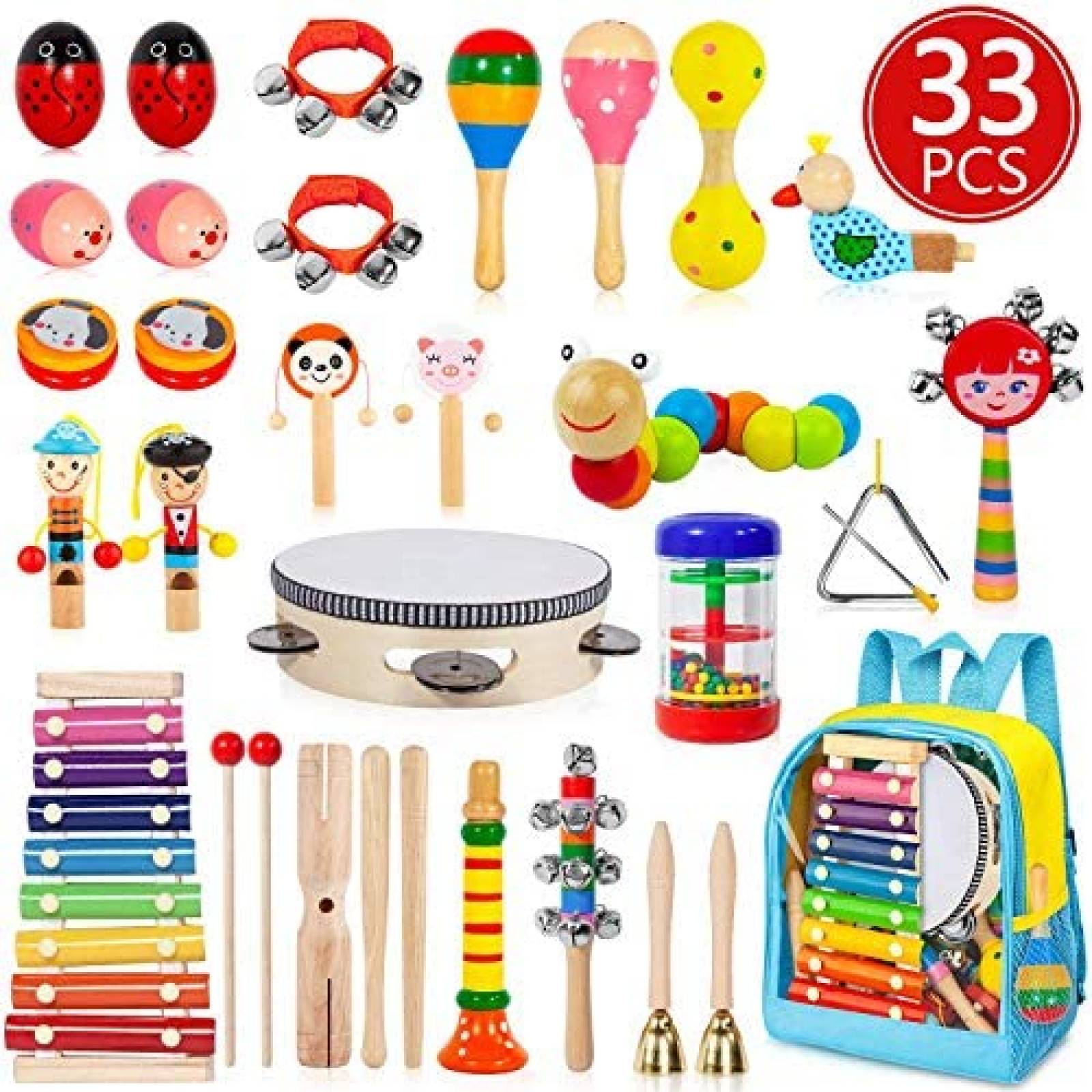 Instrumentos Musicales AOKIWO 20 Tipos 30 Pzs para Niños