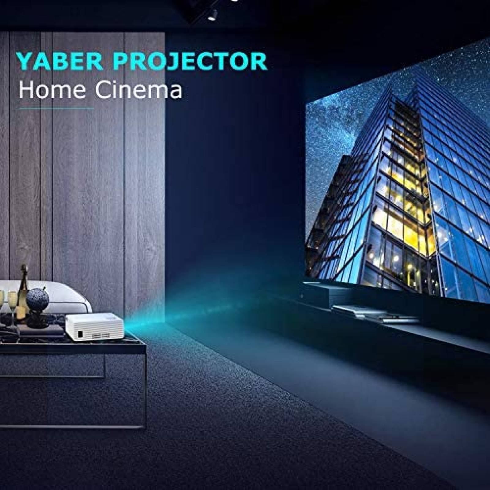 Proyector YABER 5500 Lux LED 1080p HD 200'' -Blanco