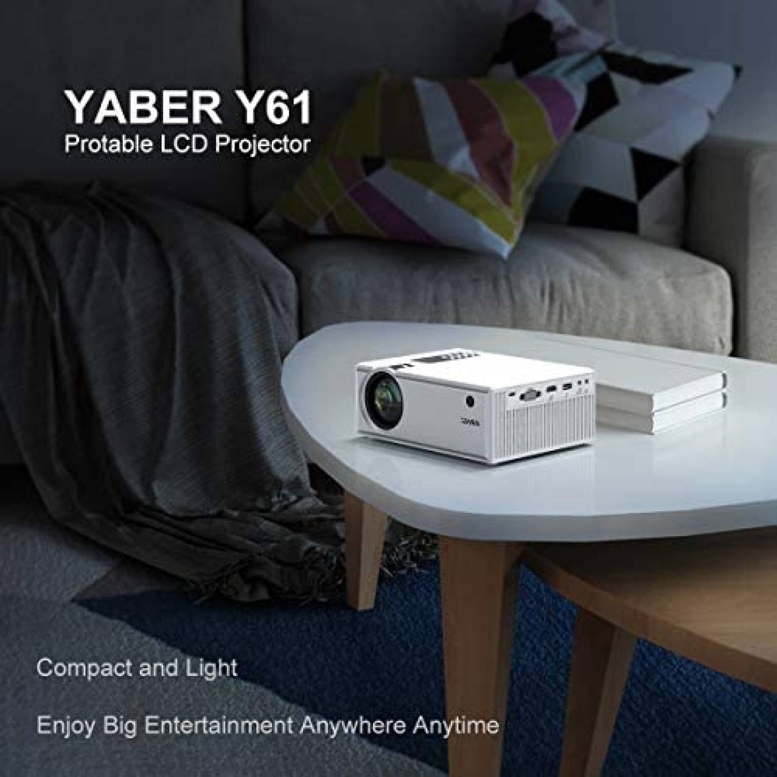 Proyector Portable YABER Full HD 1080P iOS Android -Blanco