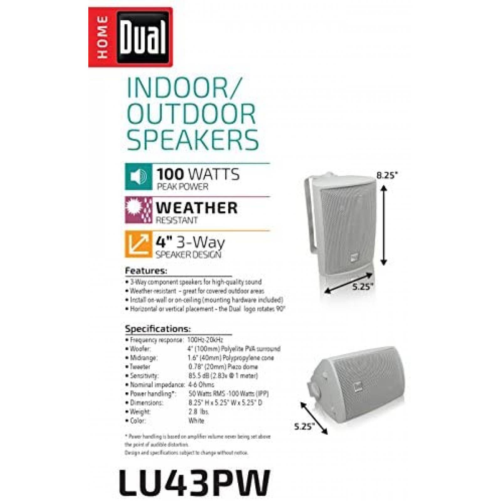 Bocinas de Pared Dual Electronics LU43PW Resistente al Clima