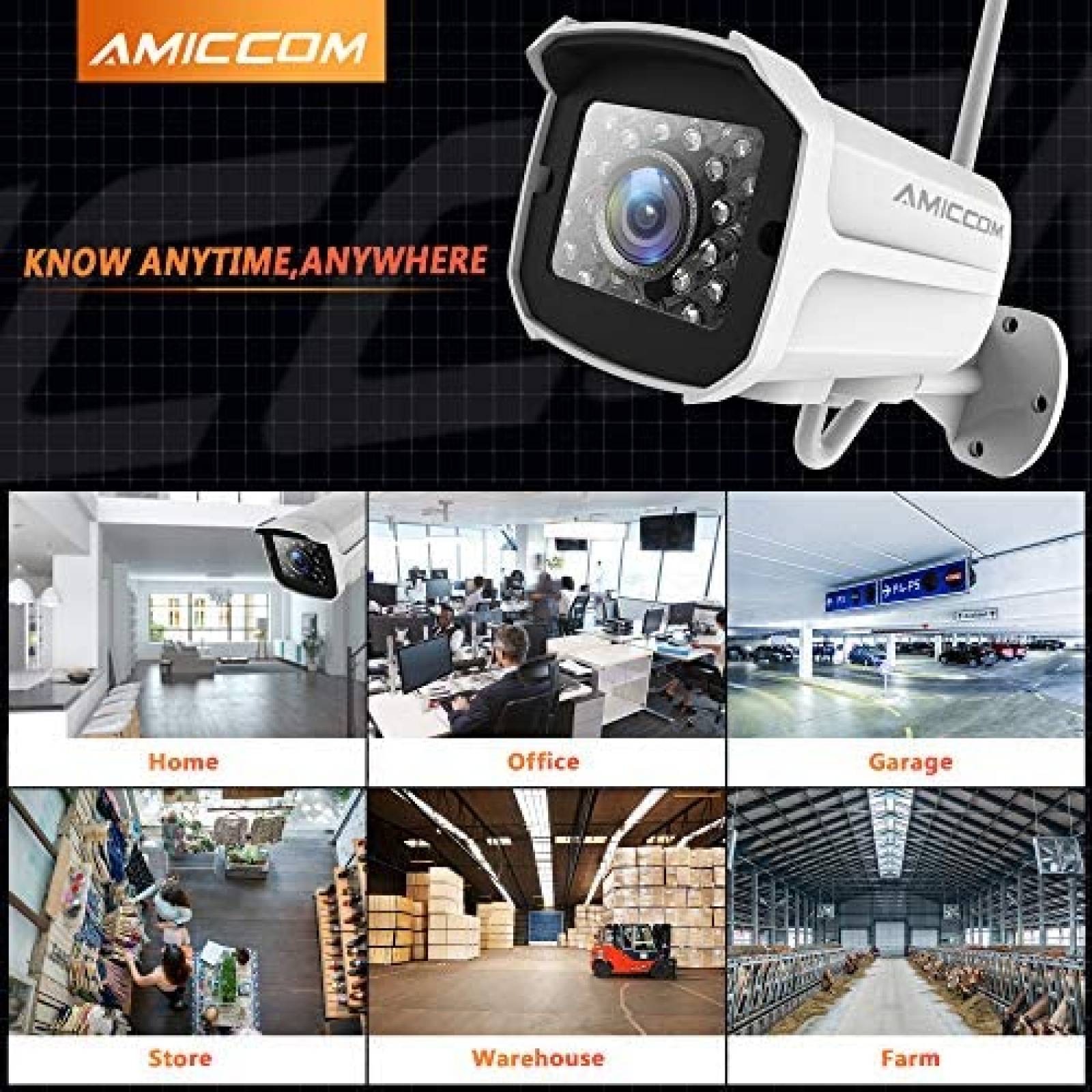 Cámara de Seguridad AMICCOM Z5 1080p Wi-Fi A Prueba de Agua