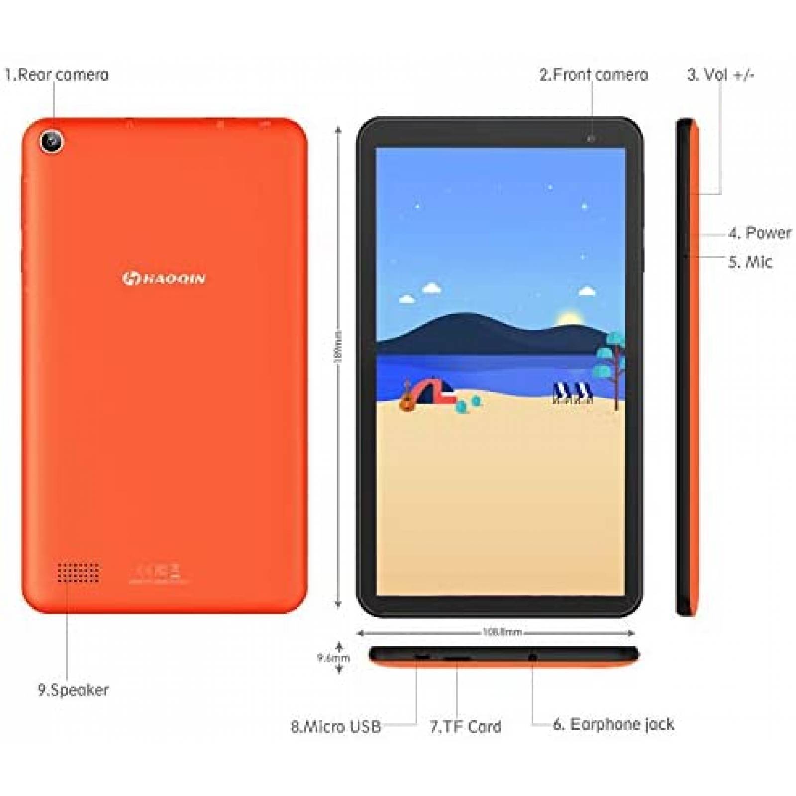 Tableta Haoqin H7 1gb Ram 32gb Almacenamiento Naranja