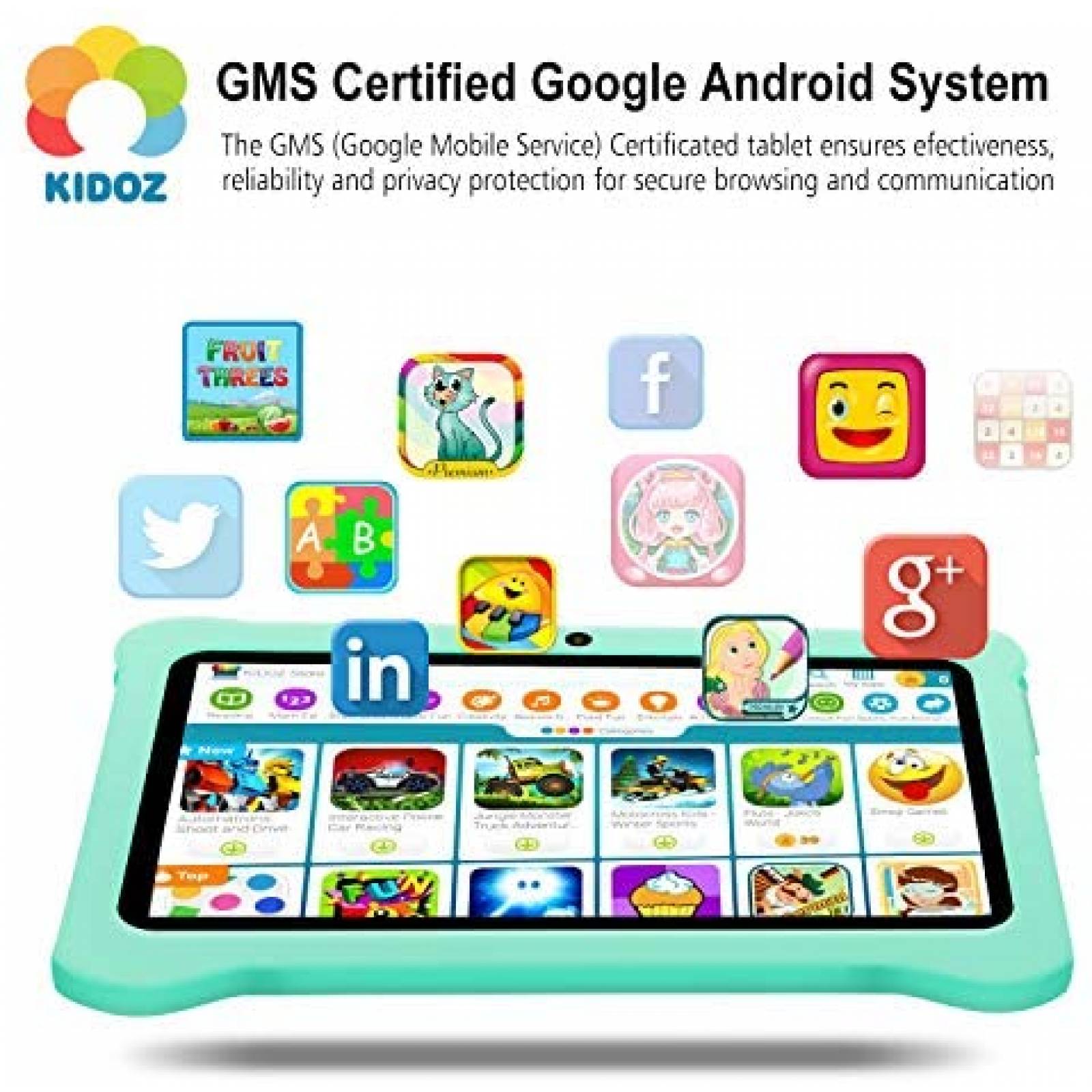 Tablet para Niños AOYODKG 7'' HD 32GB WiFi Educativo -Verde