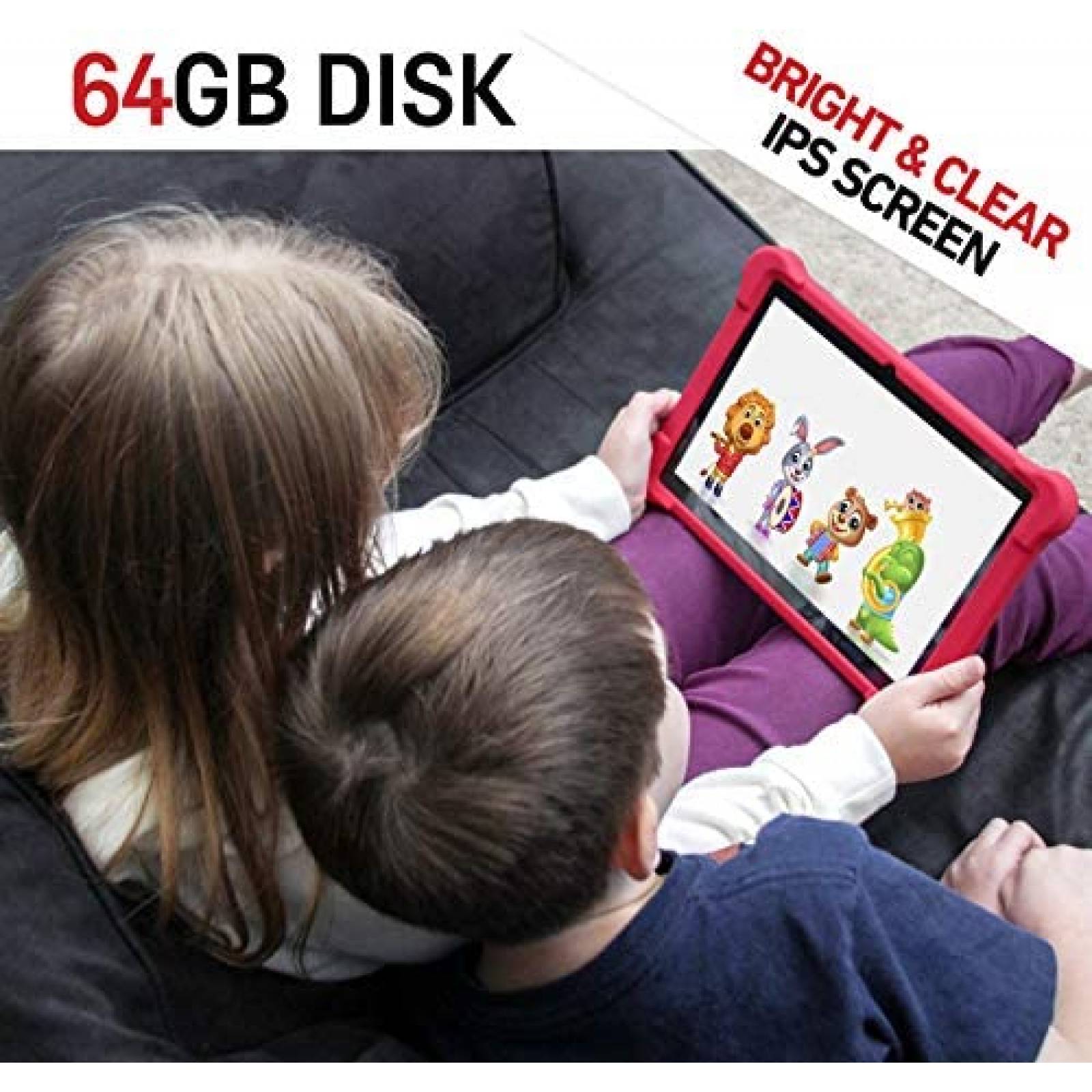 Tablet para Niños Simbans 10'' 64GB Android USB -Funda Roja