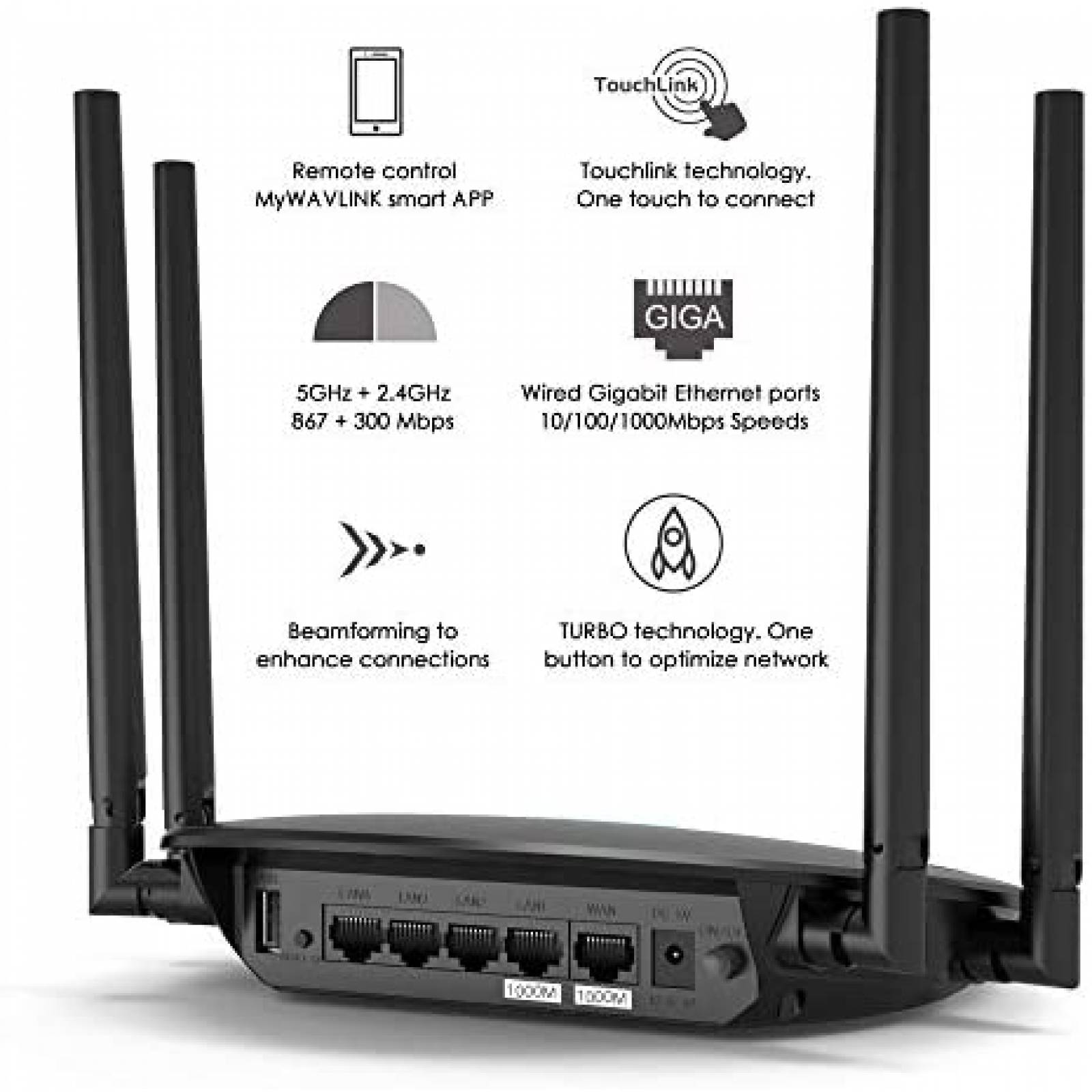 Router WAVLINK AC1200 Banda Dual WiFi Tecnología 1200Mbps