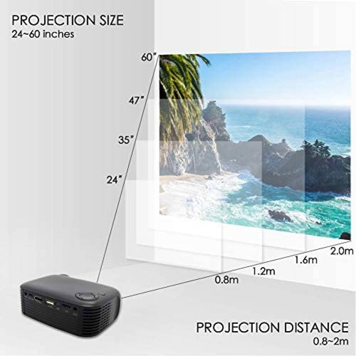 Proyector Merlinae Mini 1080P HDMI 0.5 Libras -Negro