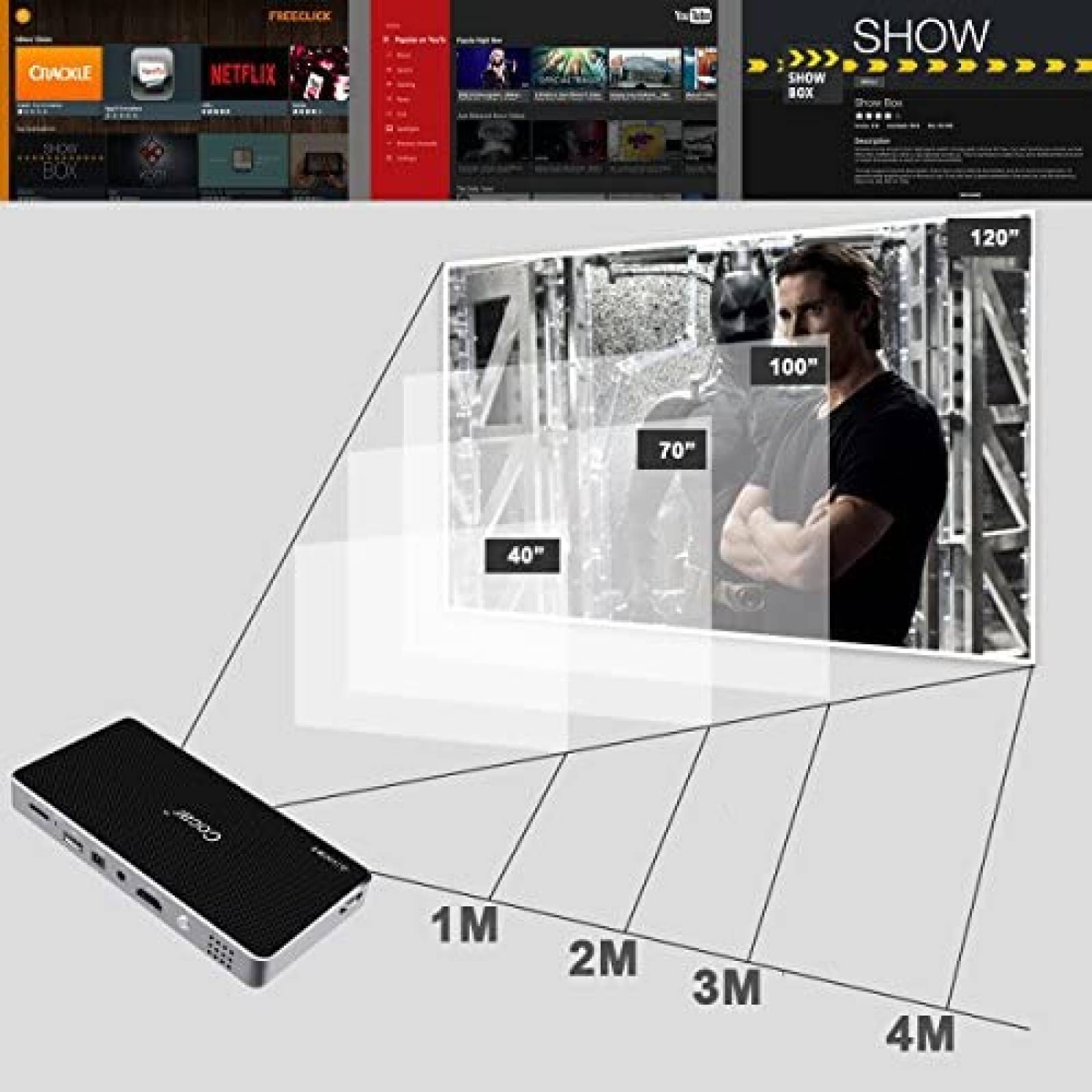 Proyector Cocar C800S Inalámbrico Portátil 1080p -Negro