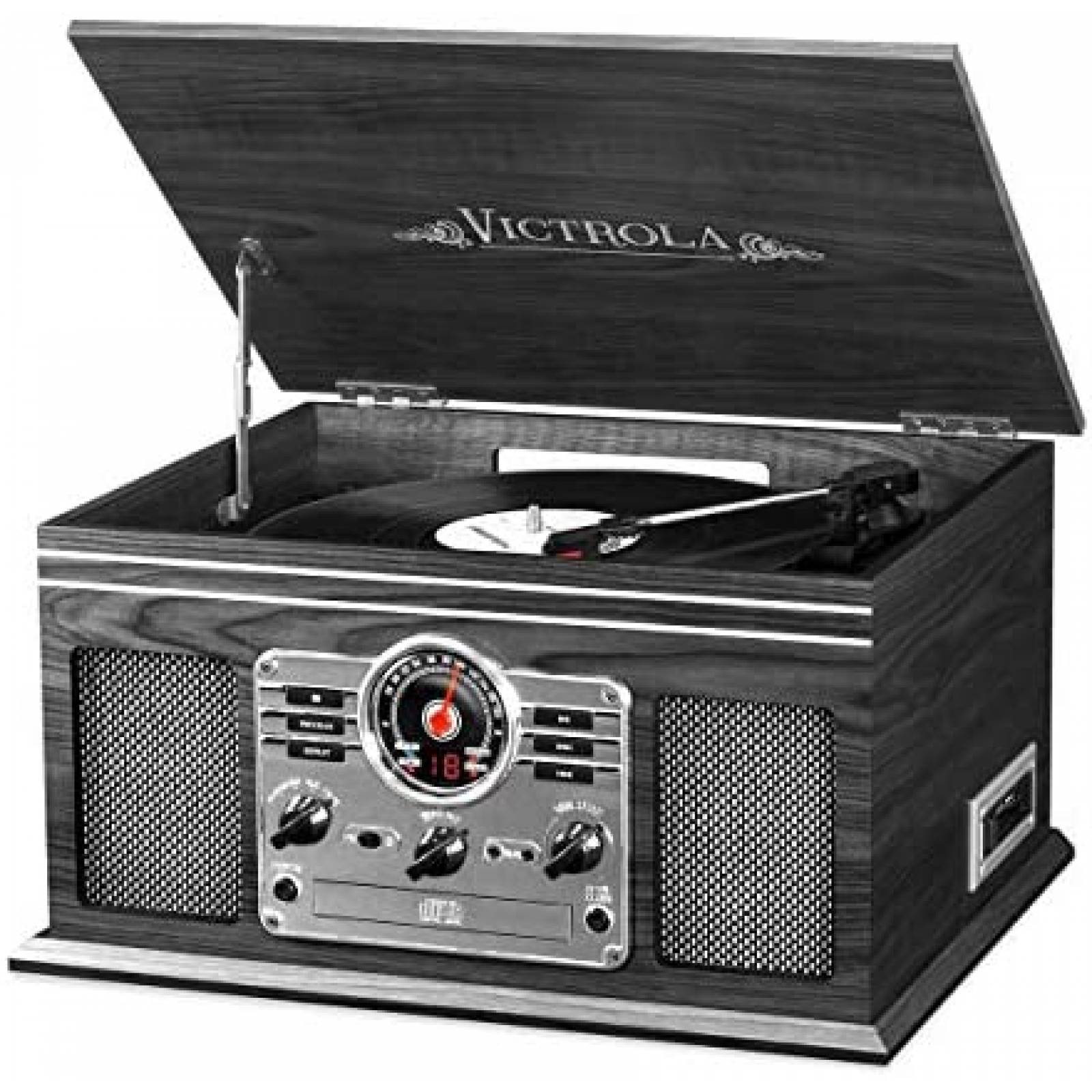 Tocadiscos Victrola Madera Clásica 6 en 1 Bluetooth -Gris