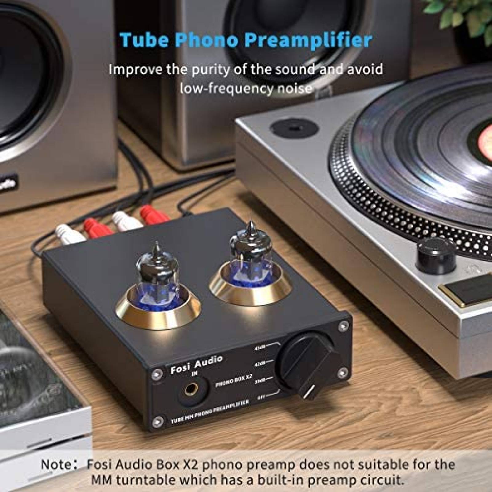 Preamplificador Fosi Audio Estéreo 12V Tocadiscos -Negro