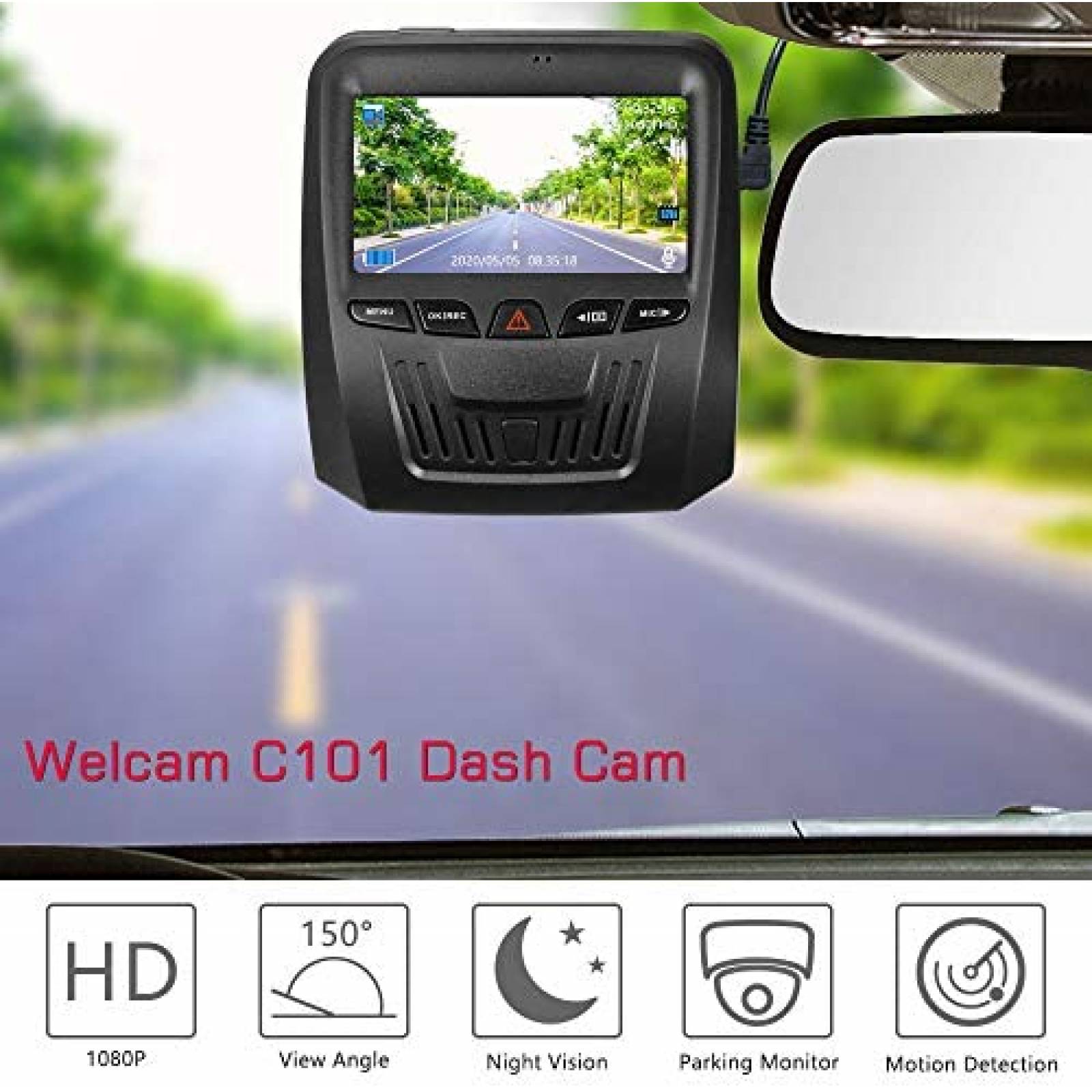 Cámara para Auto Welcam 1080P Full HD Pantalla 3'' IPS USB
