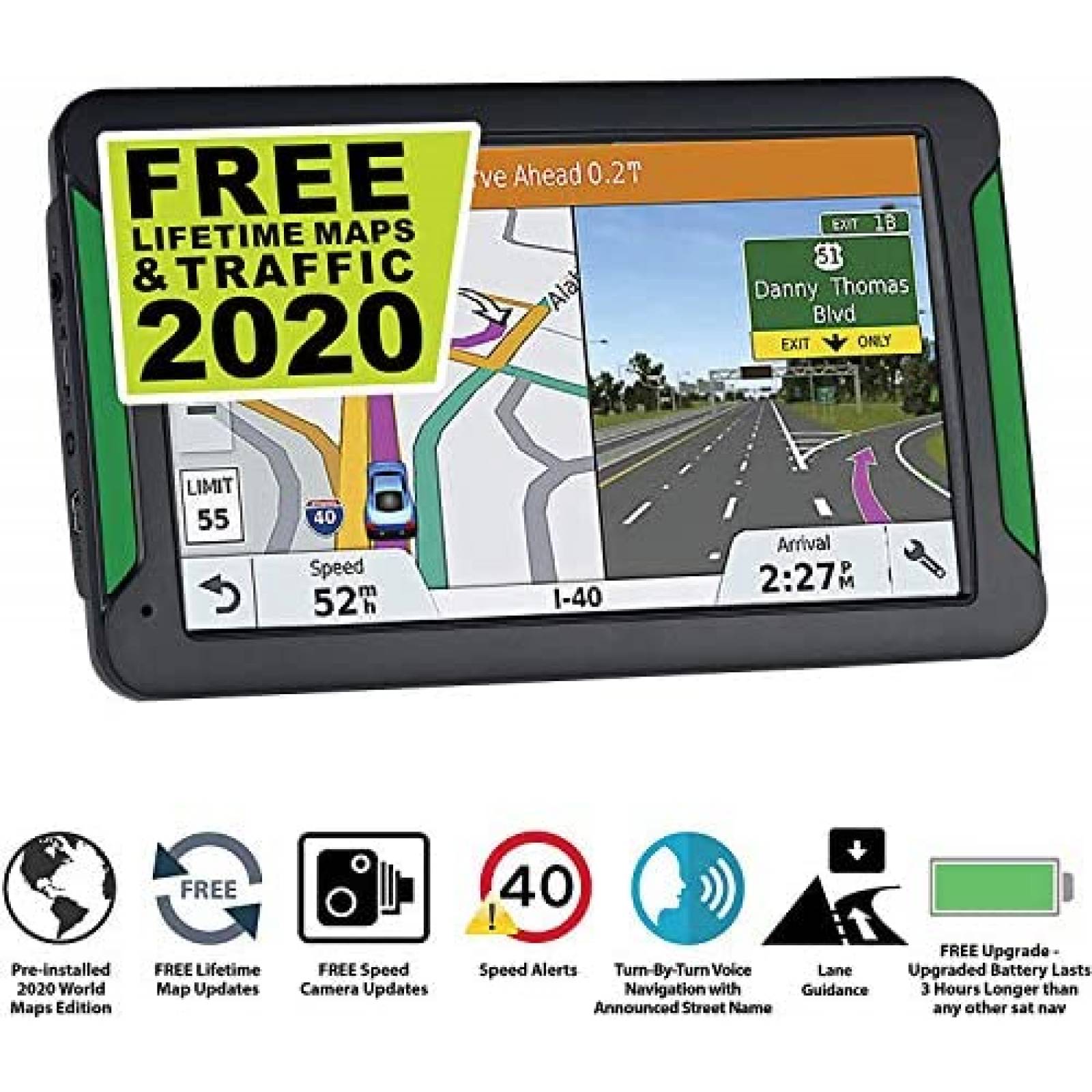 Navegación GPS para Coche LONGRUF Pantalla Touch 7'' -Negro