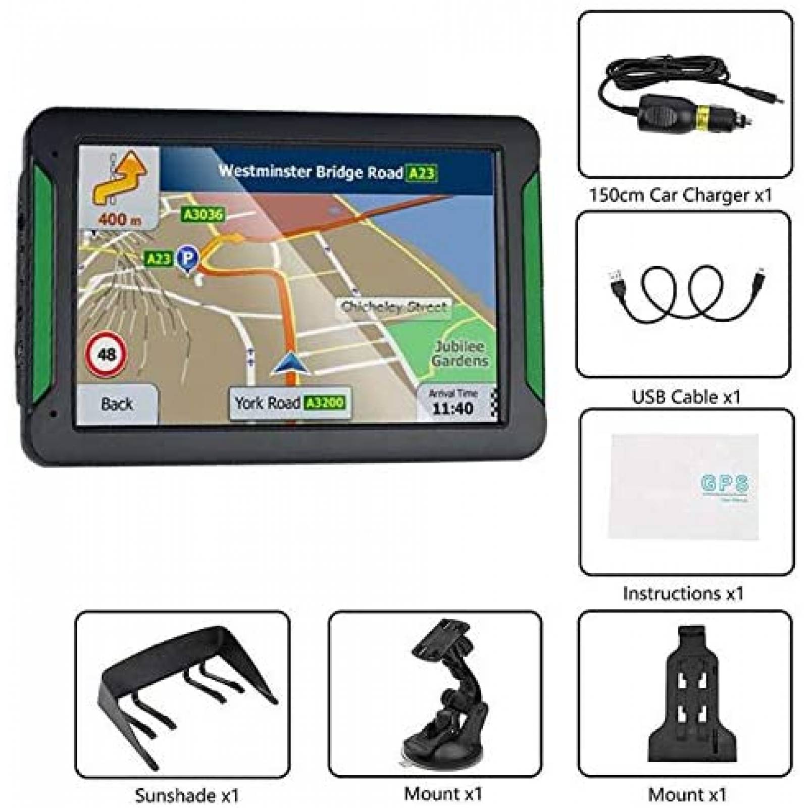 Navegación GPS para Coche LONGRUF Pantalla Touch 7'' -Negro