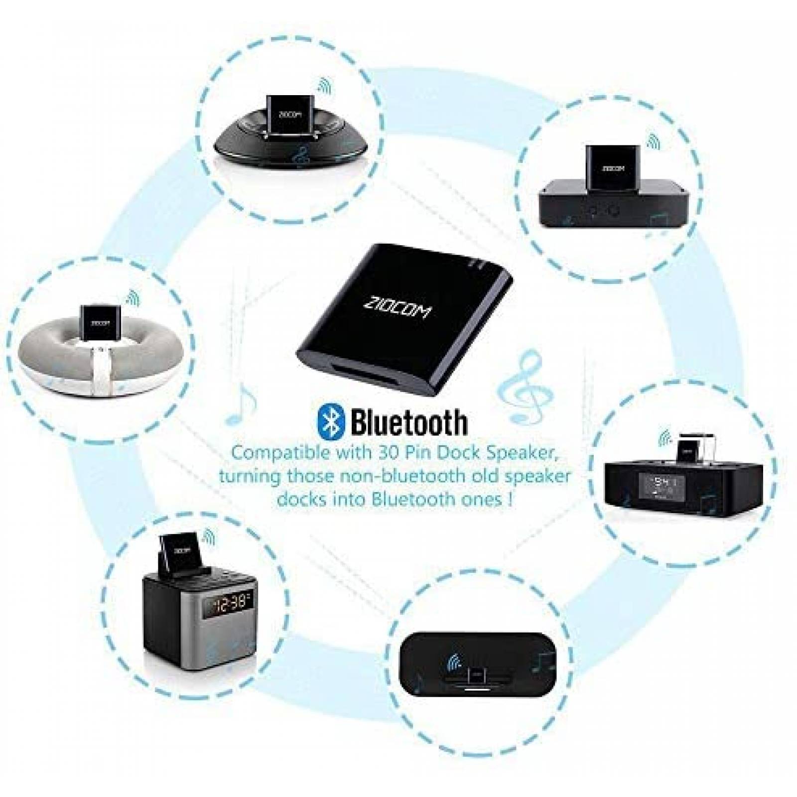 Receptor ZIOCOM Adaptador de Audio Bluetooth -Negro