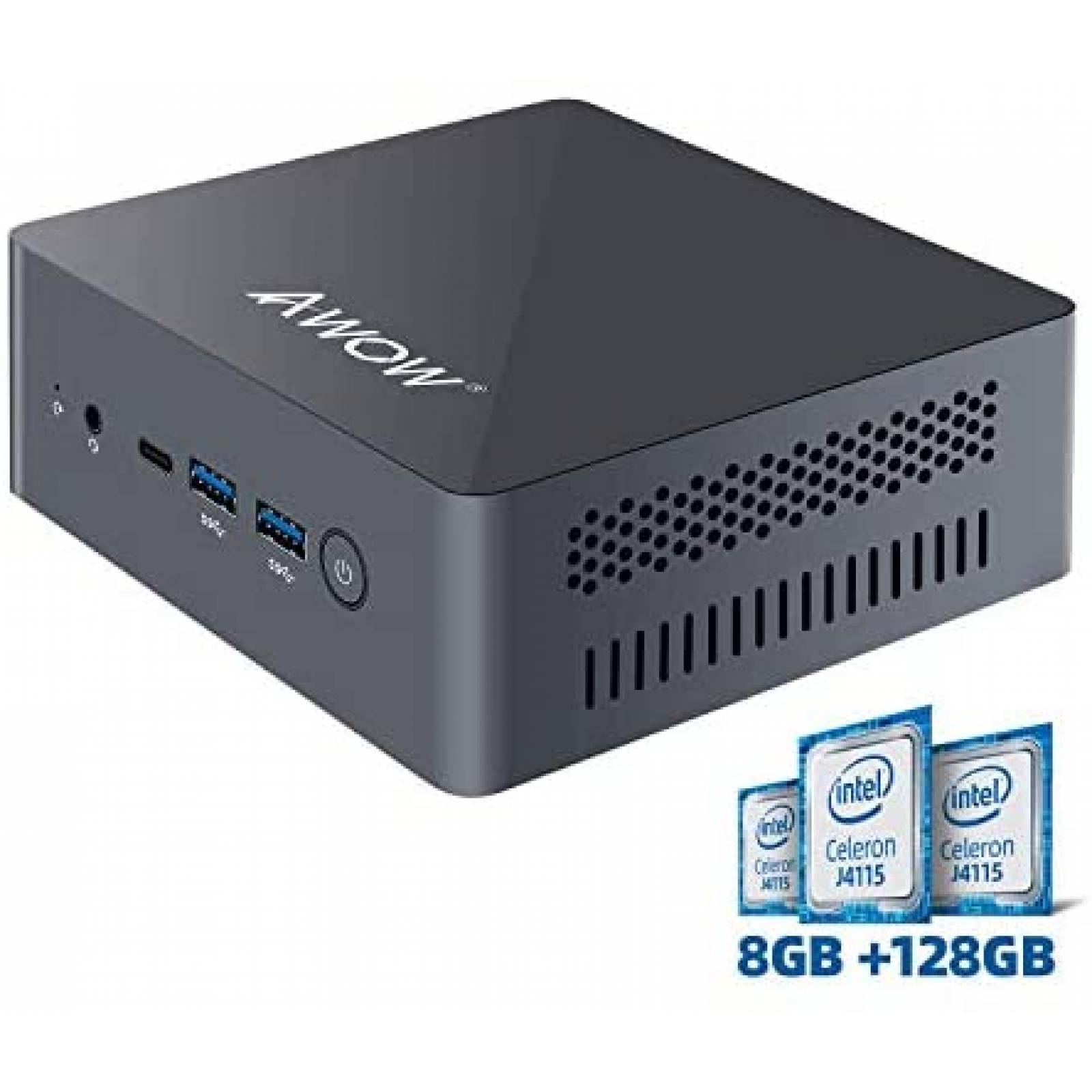 Mini PC AWOW Win10 8GB DDR4 138GB 2TB WiFi HDMI -Negro