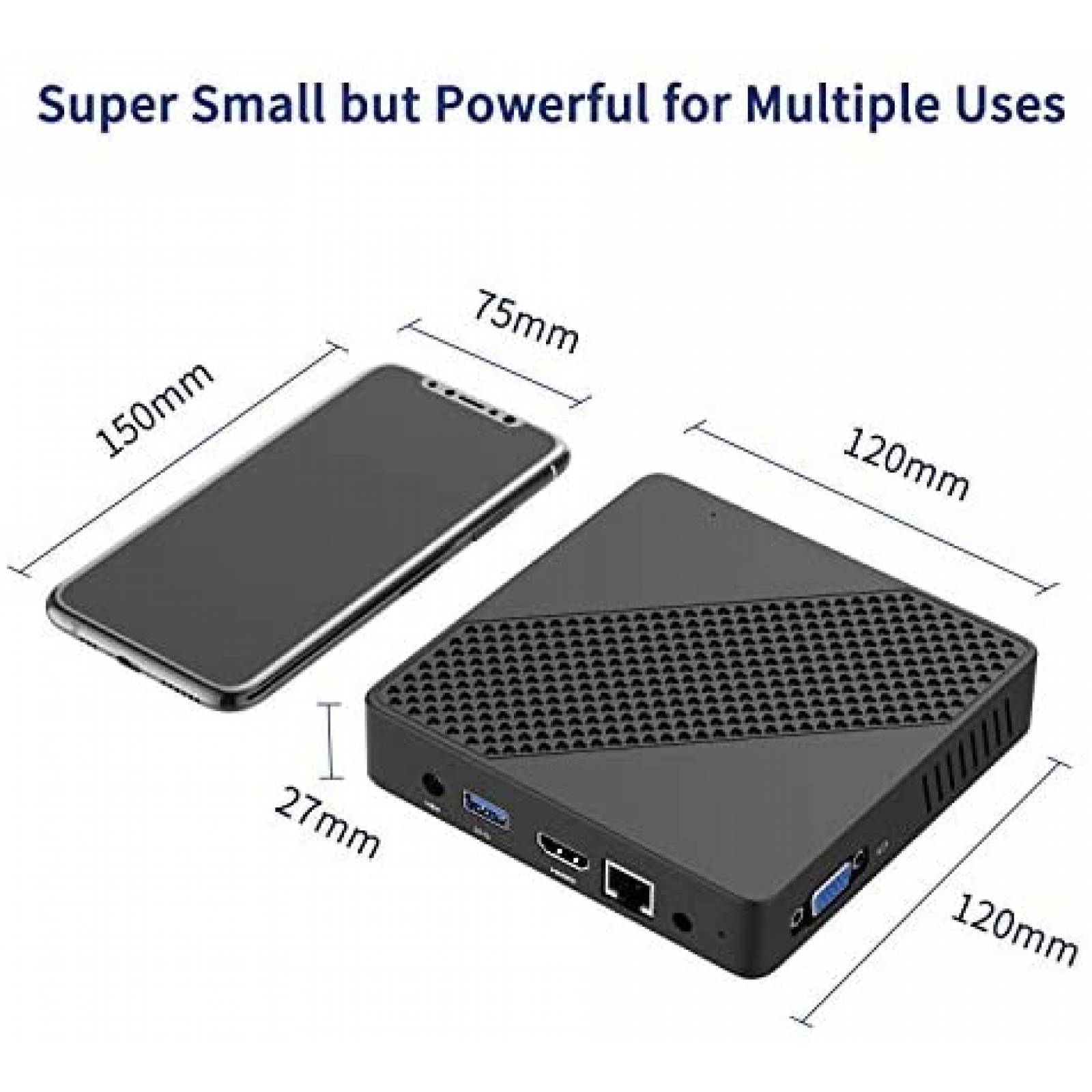 Mini PC MINIS FORUM N3350 Win10 HDMI VGA WiFi 2.4 -Negro