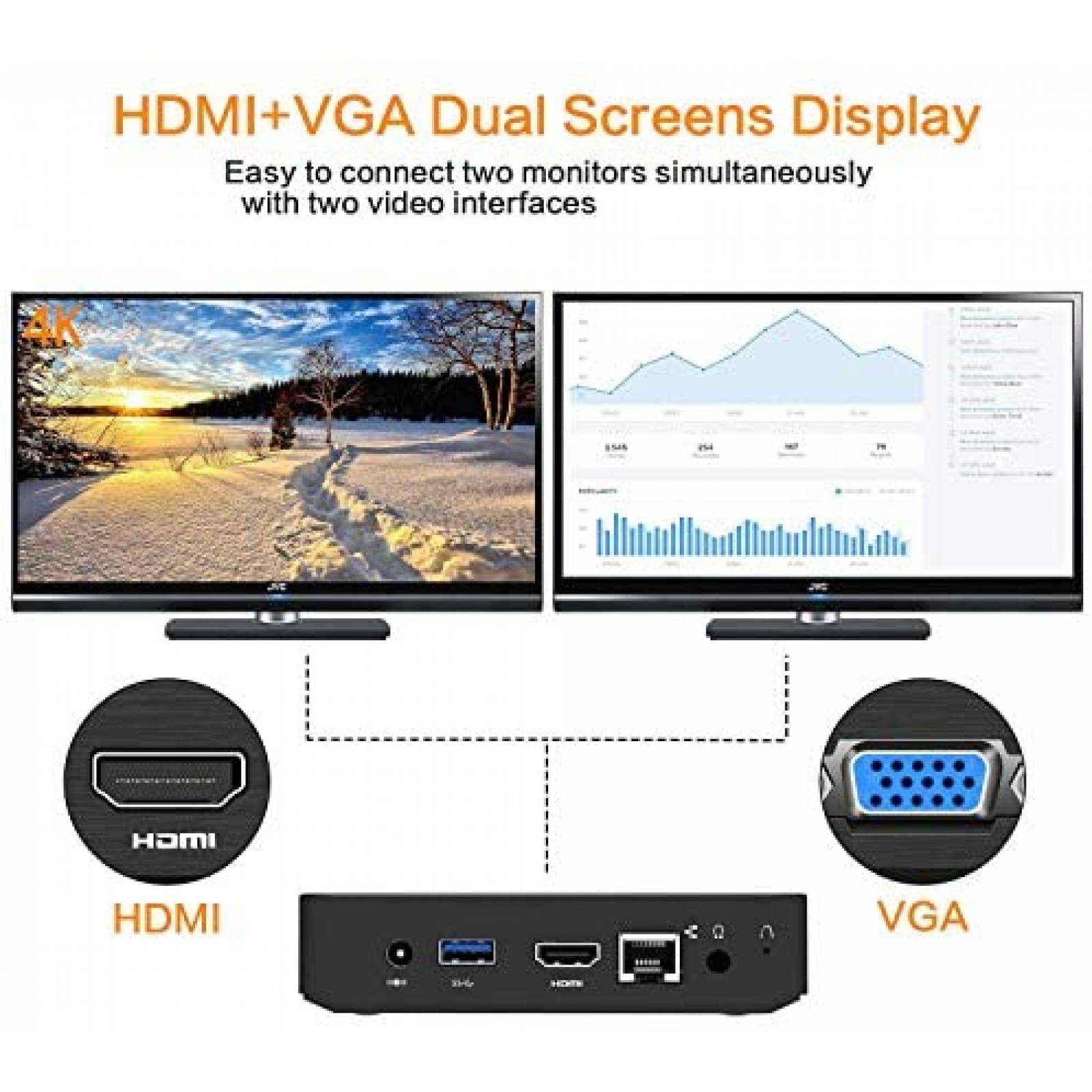 Mini PC MINISFORUM J3455 Win10 8GB 5G WiFi USB 3.0 -Negro