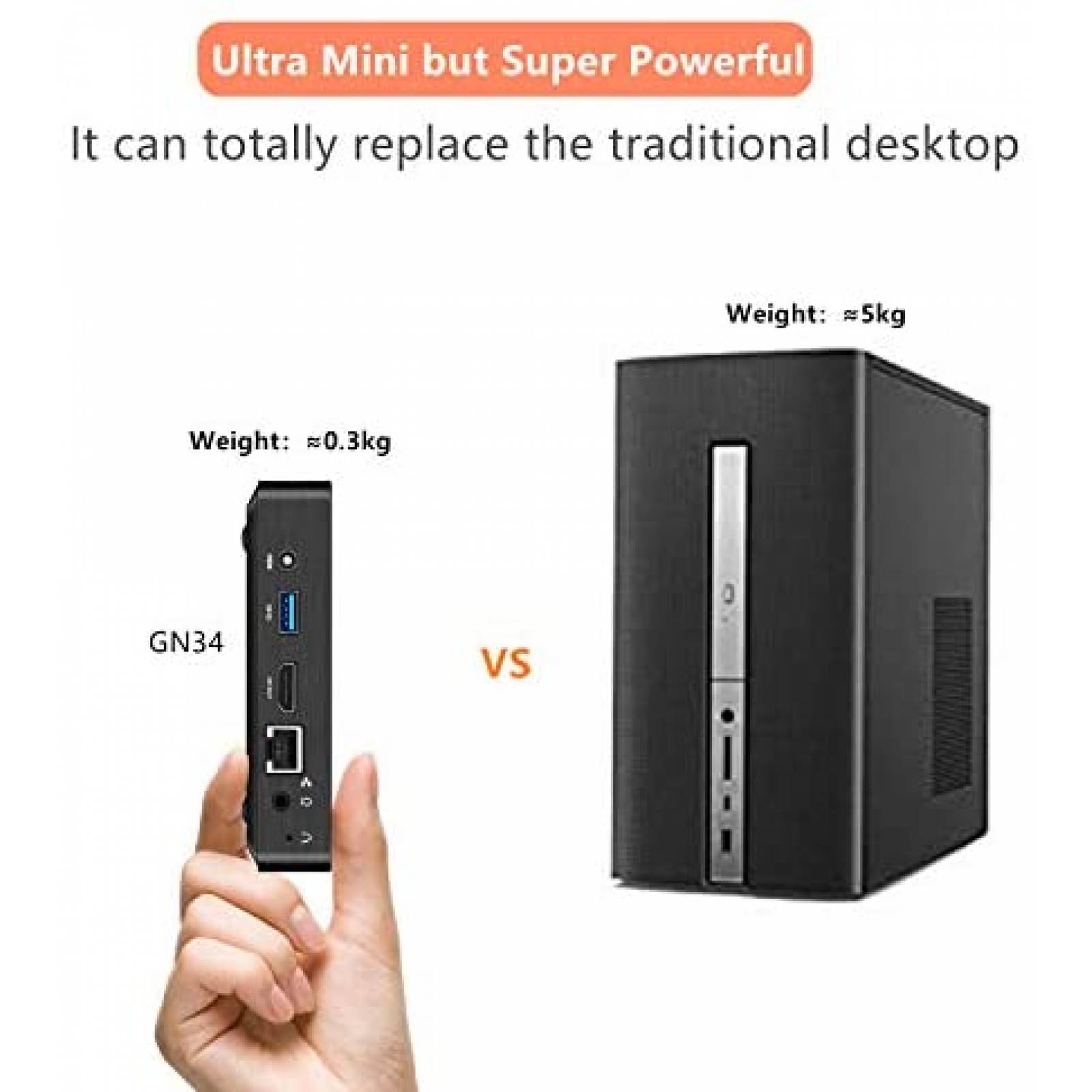 Mini PC MINISFORUM J3455 Win10 8GB 5G WiFi USB 3.0 -Negro