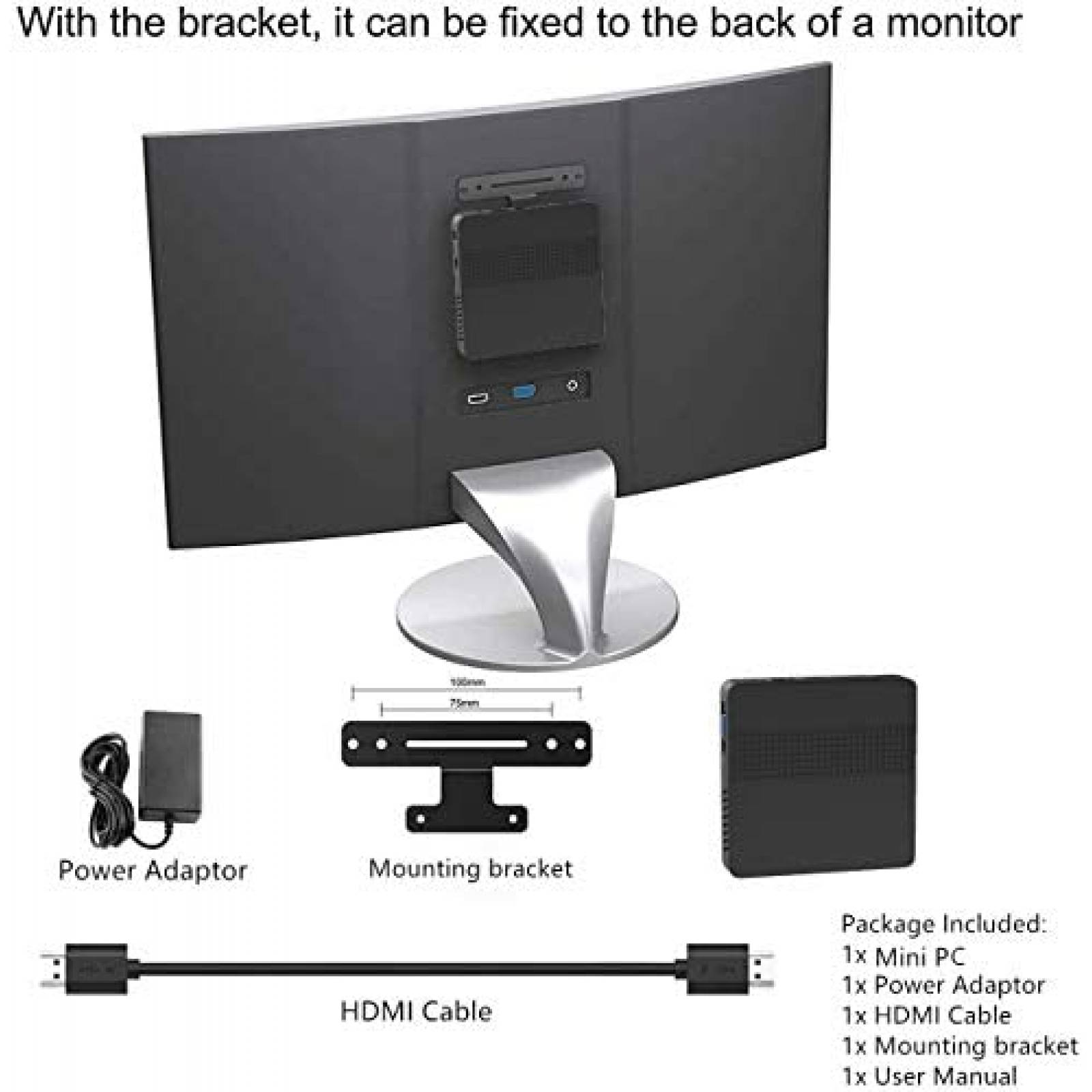 Mini PC MINISFORUM J3455 Win10 8GB 5G WiFi USB 3.0 -Negro