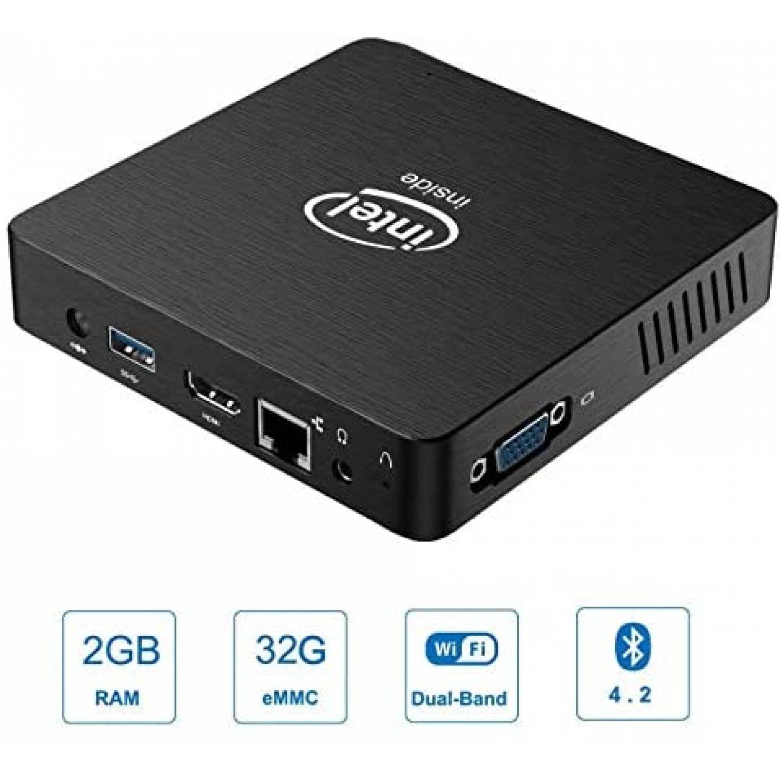 Mini PC MINISFORUM Z83-W HDMI VGA 32GB Win10 Intel -Negro