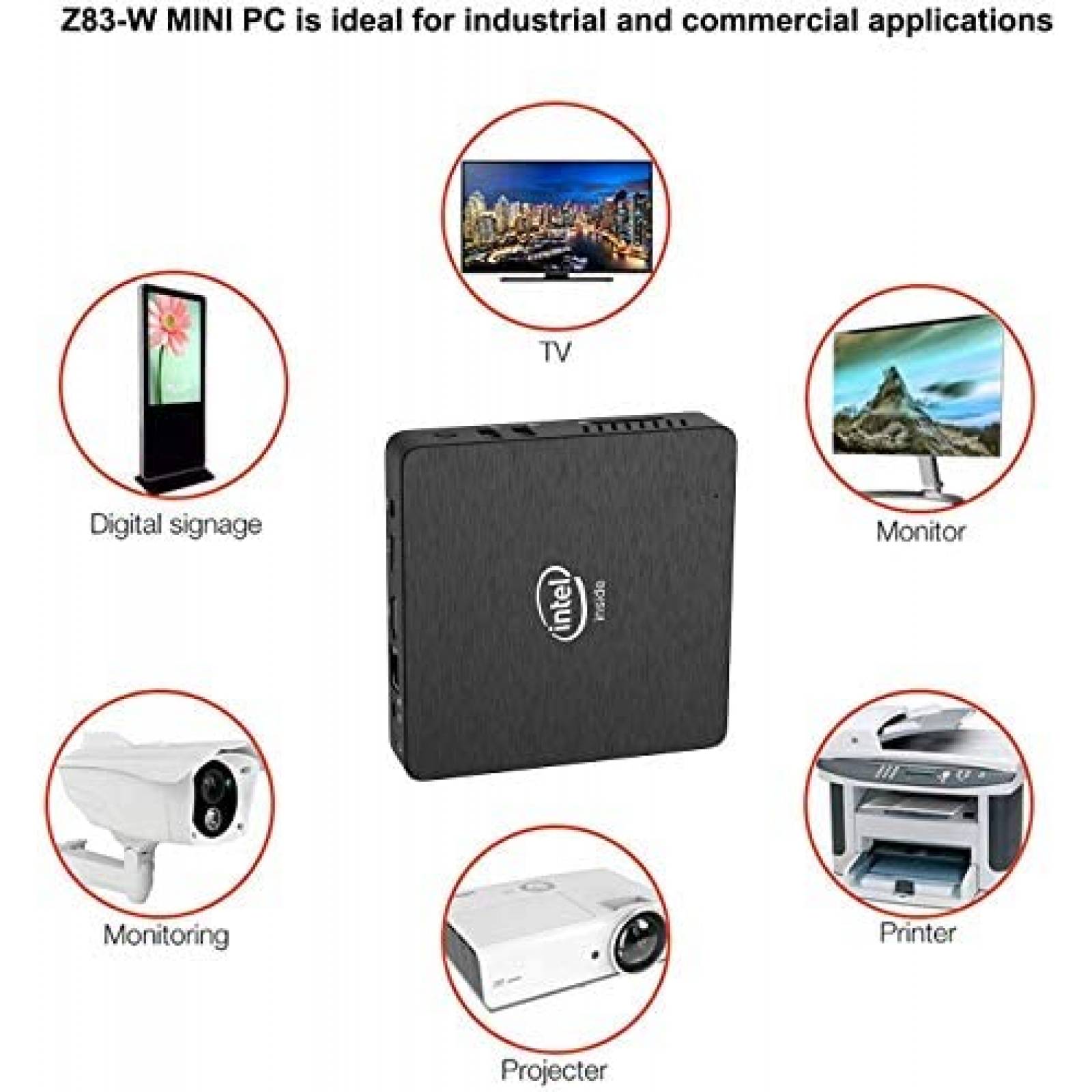 Mini PC MINISFORUM Z83-W HDMI VGA 32GB Win10 Intel -Negro